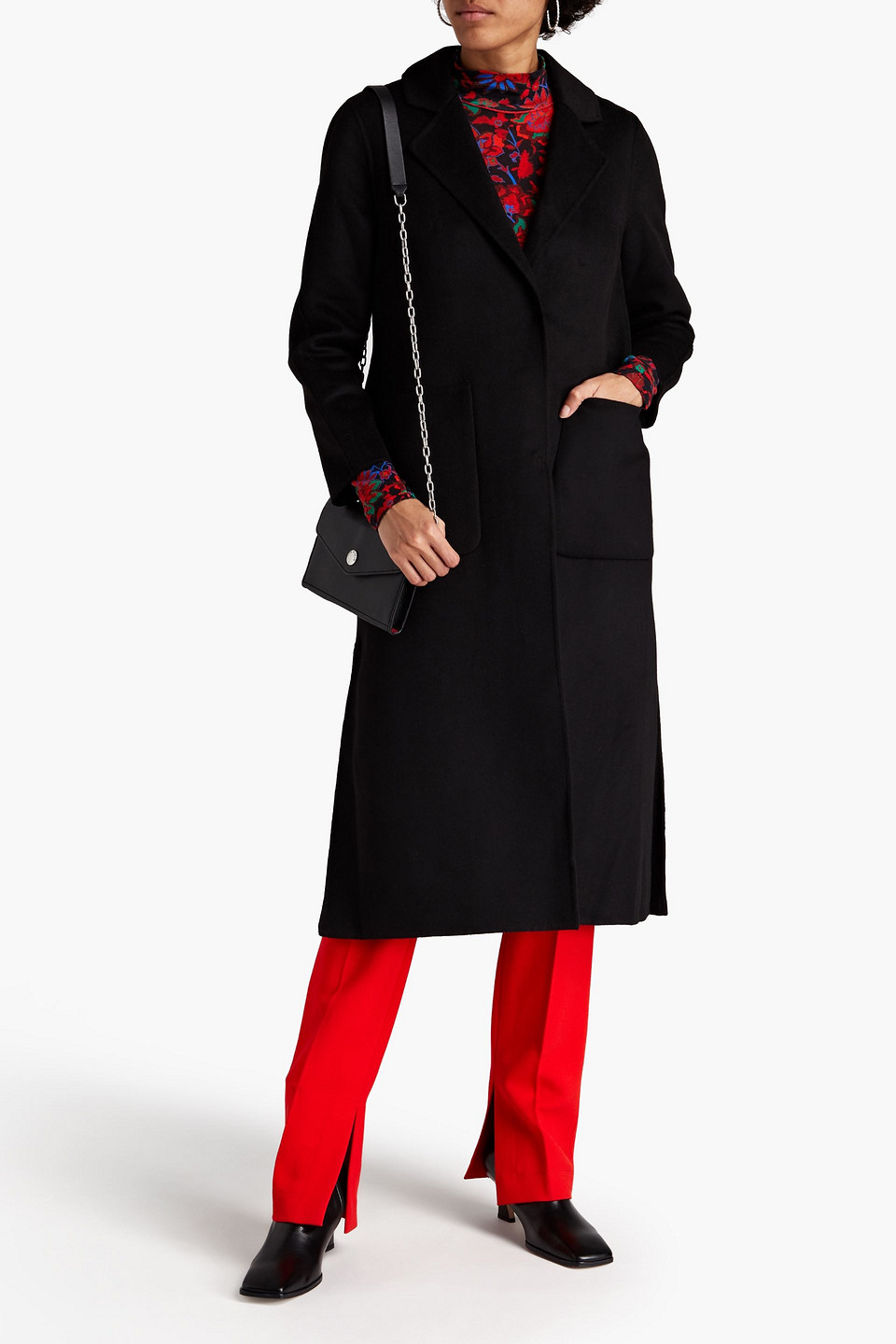 Unreal Fur Felt Coat In Black