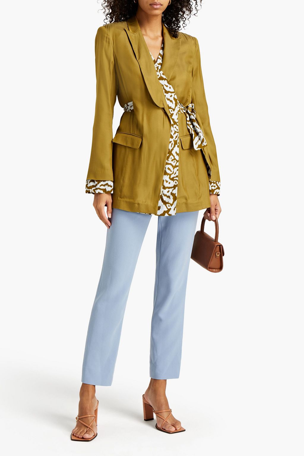 DIANE VON FURSTENBERG Crepe de chine-paneled silk-blend twill blazer