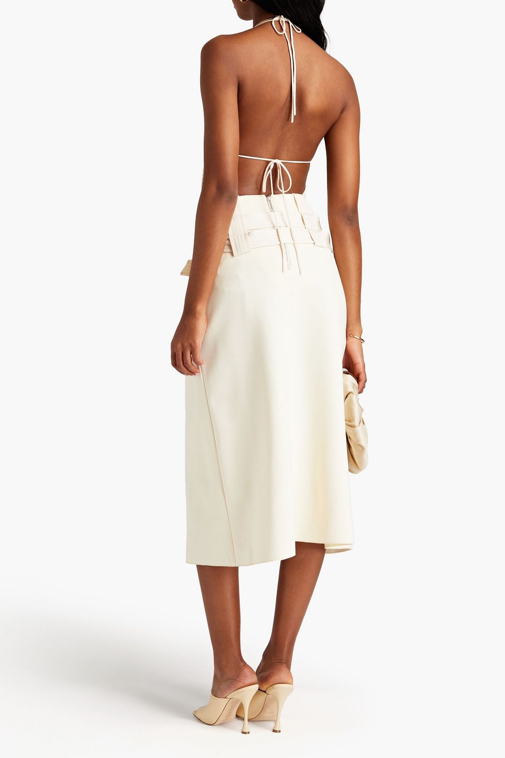 DION LEE Wrap-effect stretch-crepe midi skirt