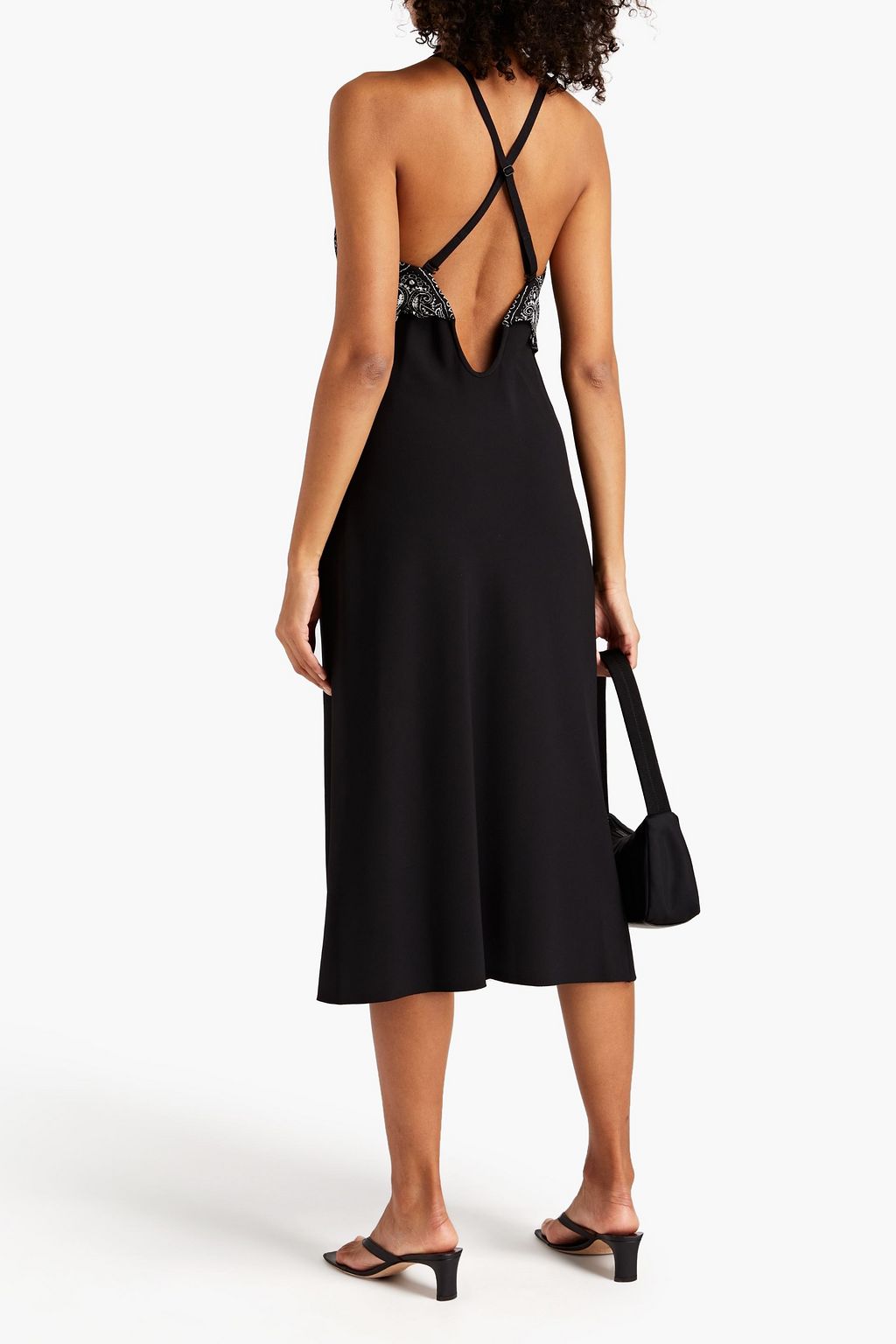 DION LEE Printed crepe de chine-paneled stretch-cady dress