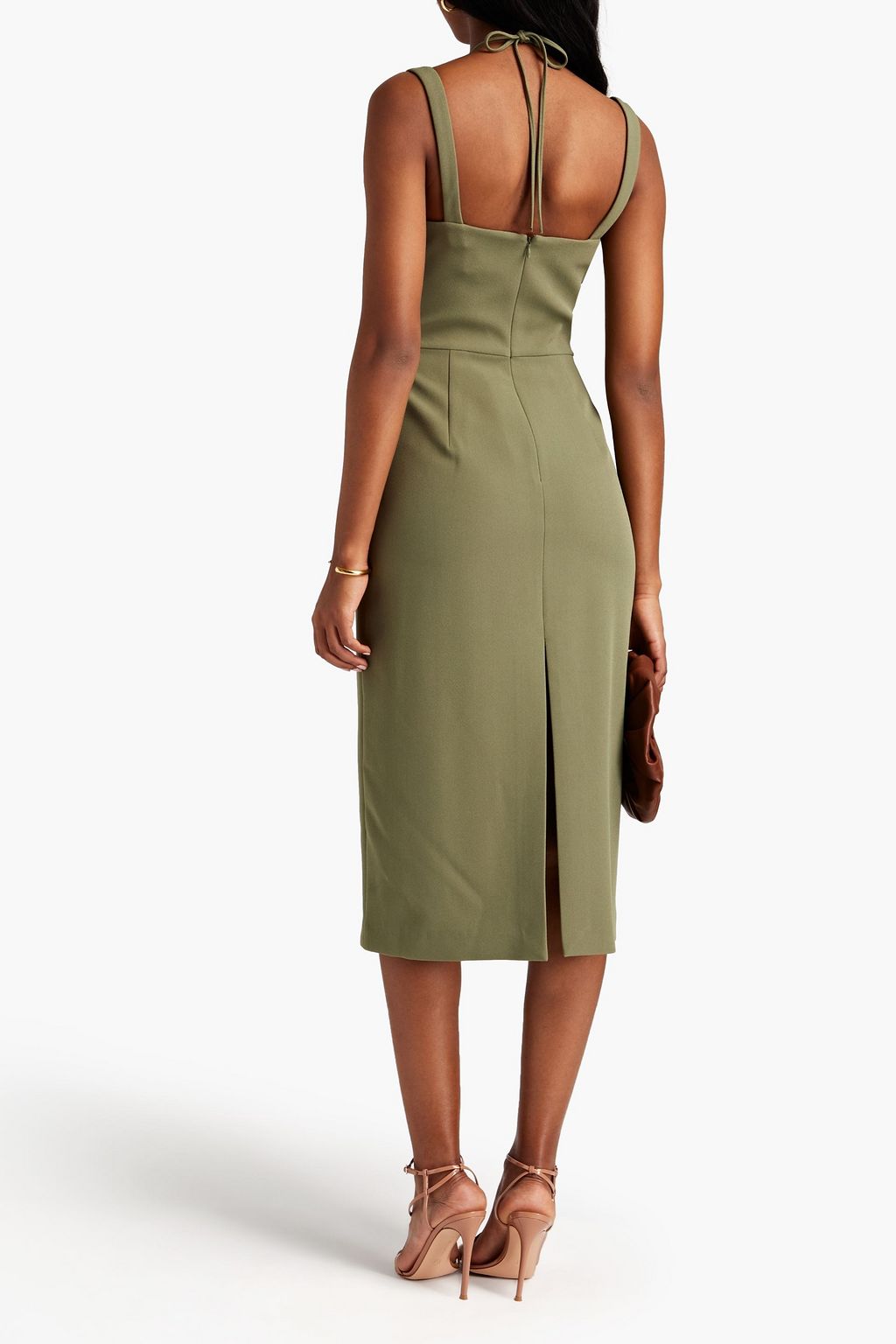 DION LEE Cutout knotted stretch-cady midi dress