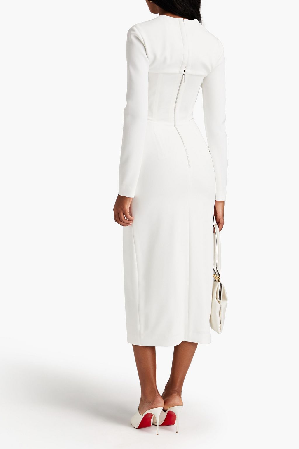 DION LEE Crepe paneled stretch-knit midi dress