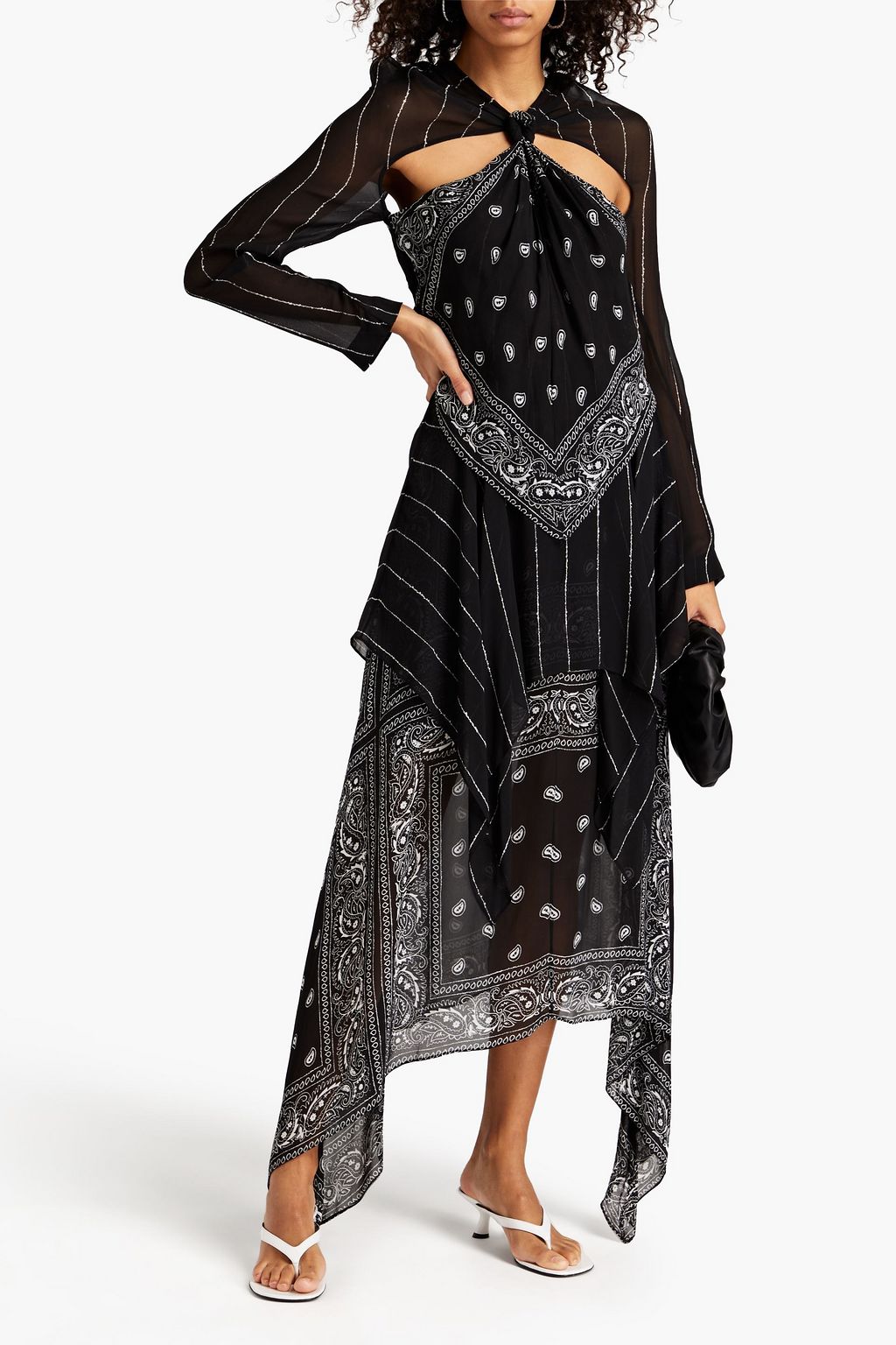 DION LEE Cutout knotted crepe de chine midi dress