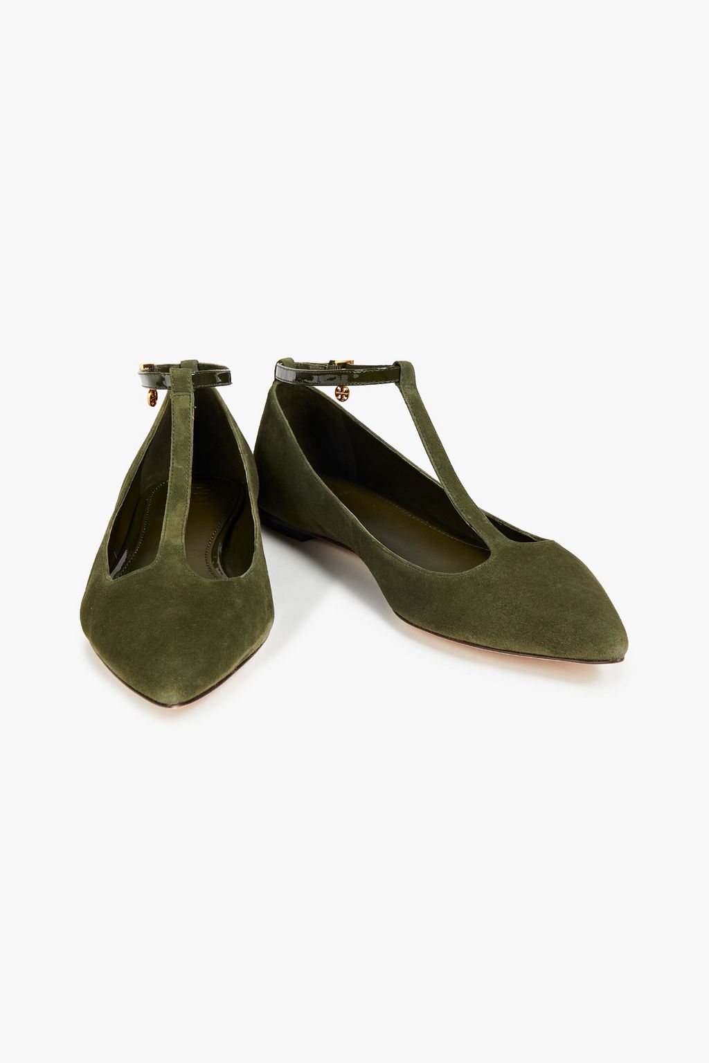 Army green Ashton suede point-toe flats | TORY BURCH | THE OUTNET