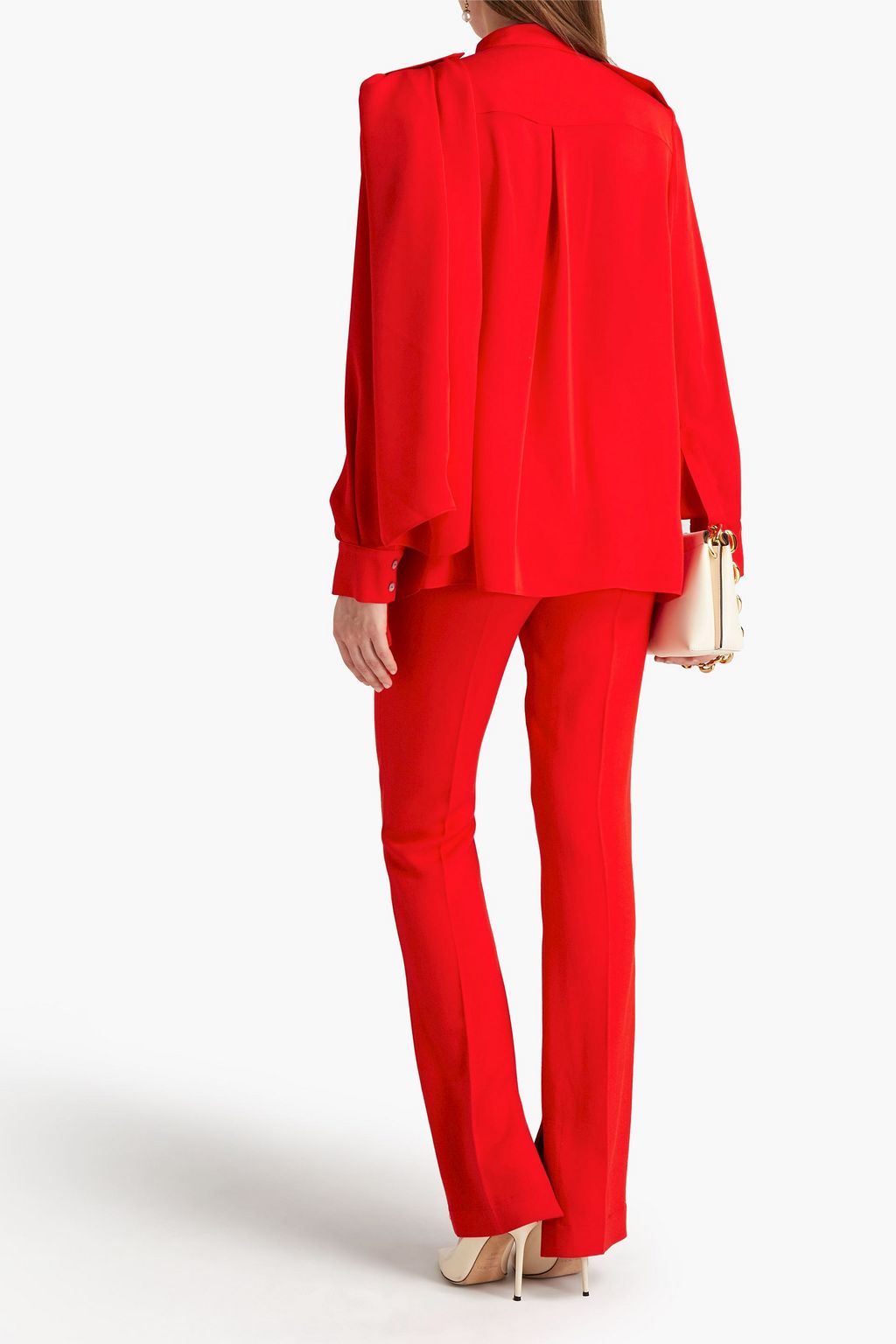 ROLAND MOURET Hallow draped silk crepe de chine shirt
