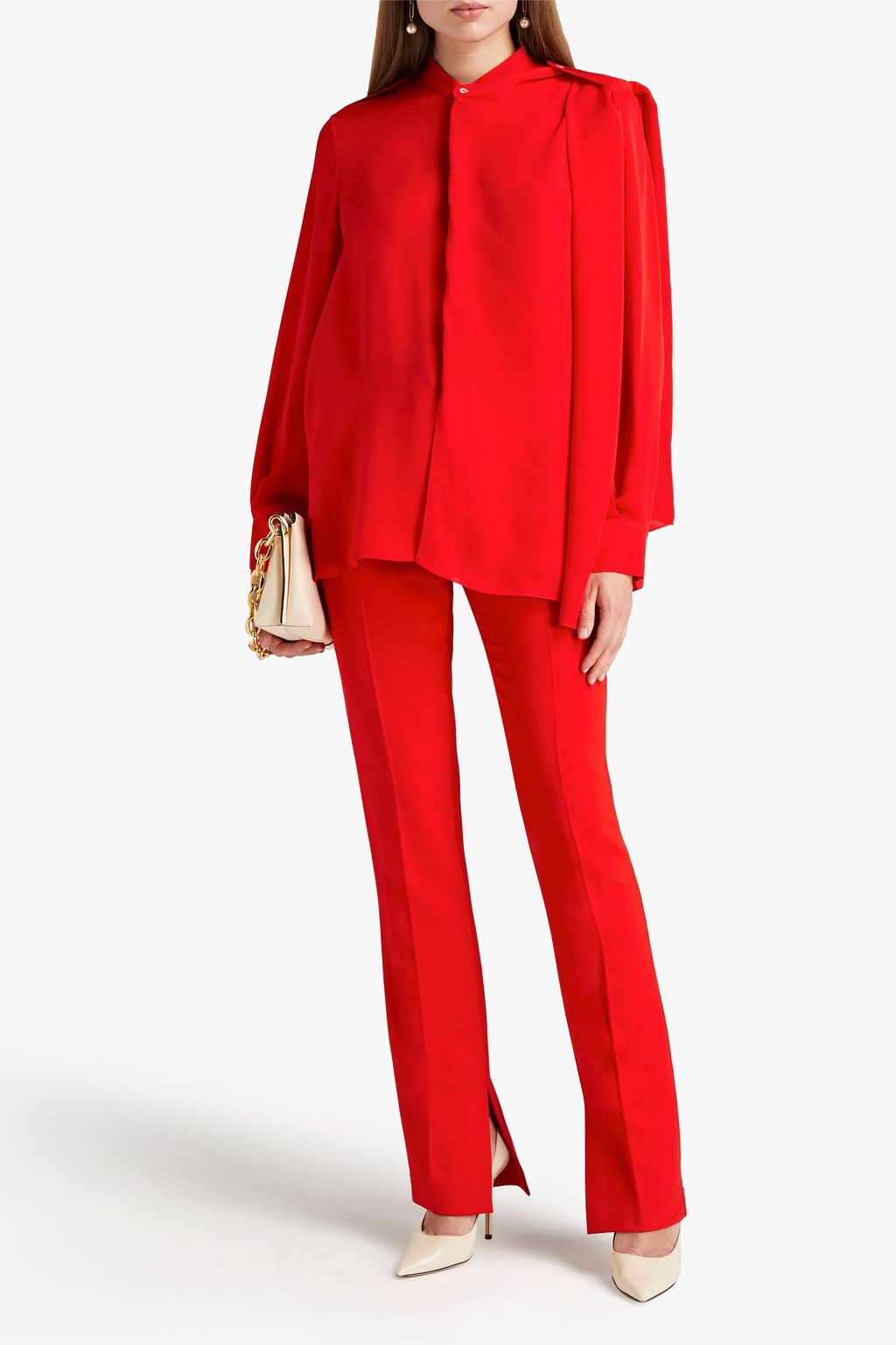 ROLAND MOURET Hallow draped silk crepe de chine shirt