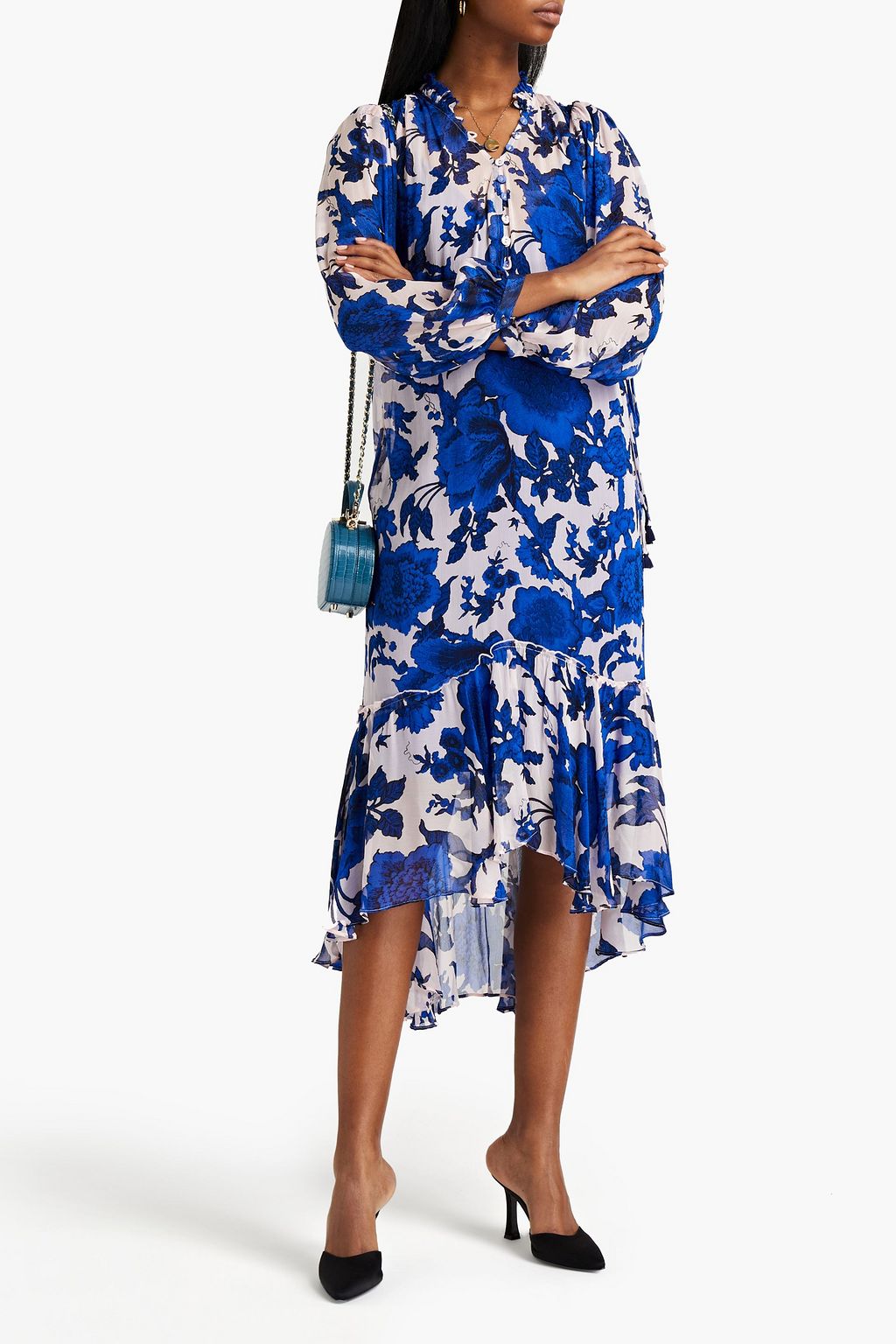 DIANE VON FURSTENBERG Andrea ruffled floral-print crepon midi dress