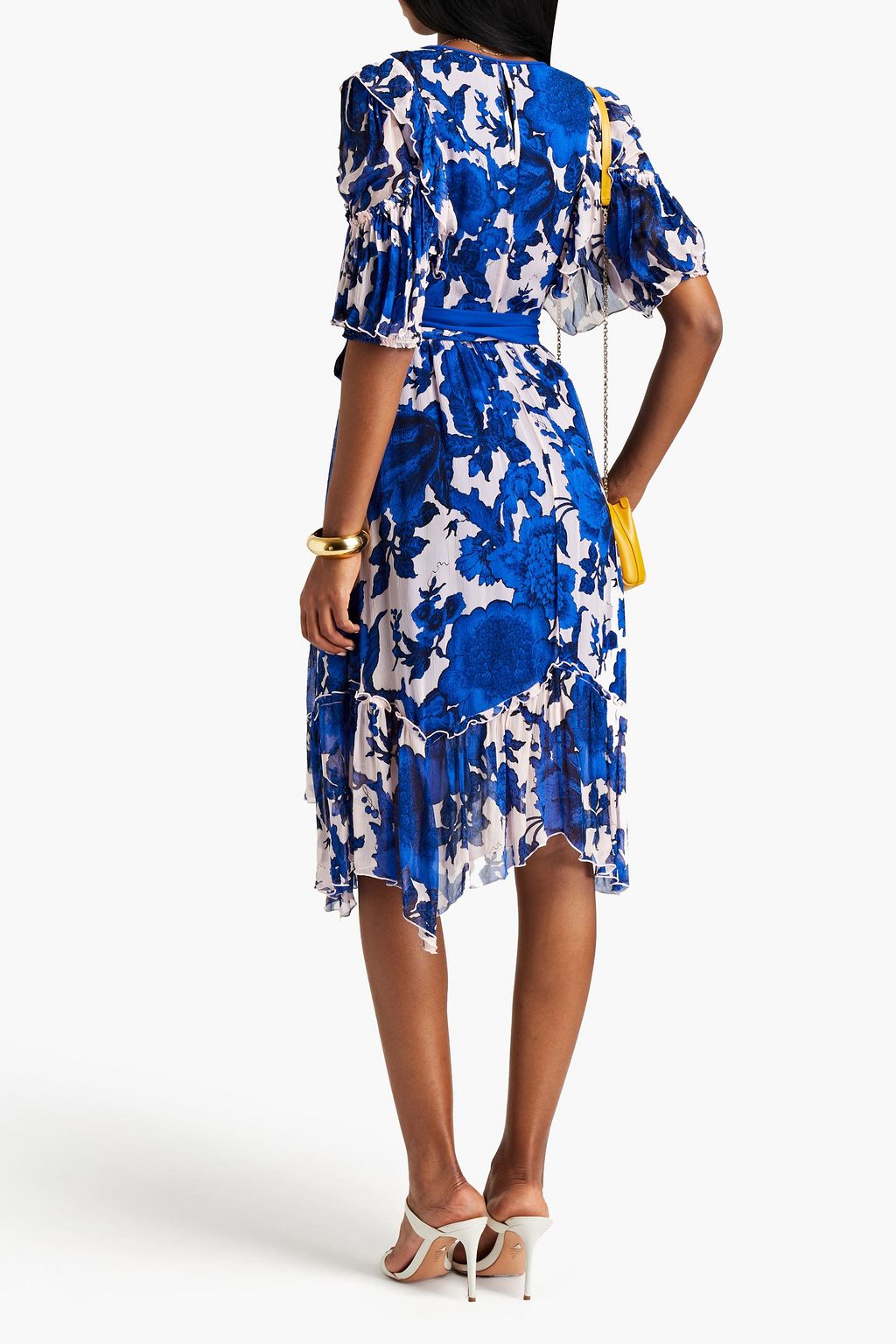 DIANE VON FURSTENBERG Liz ruffled floral-print chiffon midi wrap dress