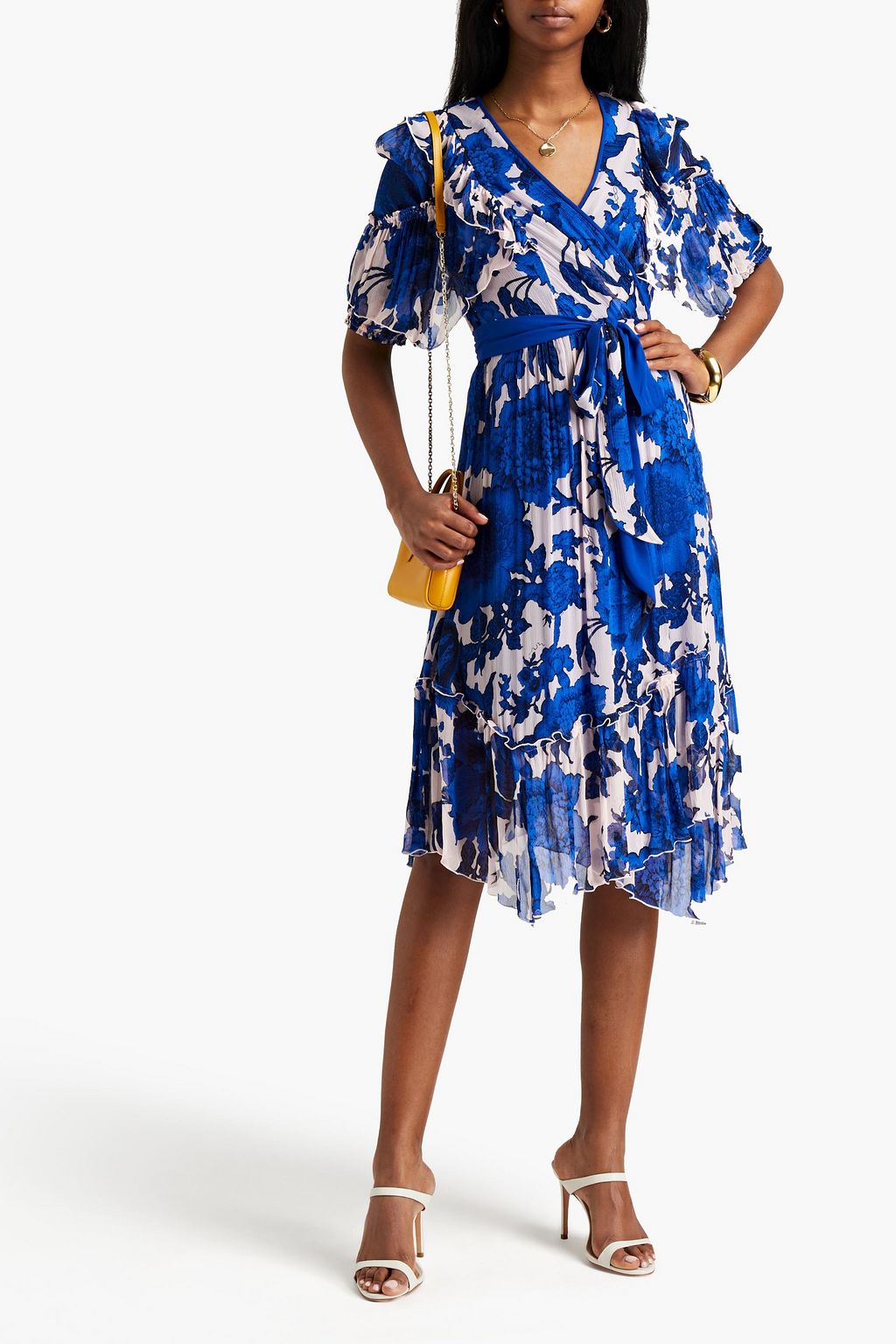 DIANE VON FURSTENBERG Liz ruffled floral-print chiffon midi wrap dress