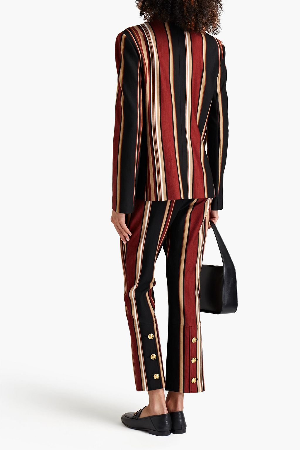 TORY BURCH Logo-appliquéd striped stretch-knit blazer
