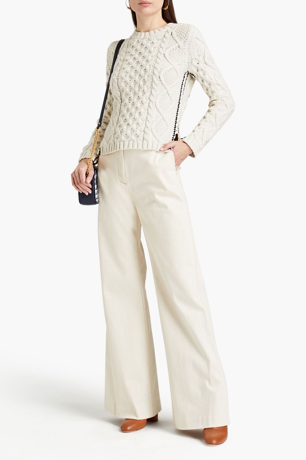 TORY BURCH Cable-knit cotton sweater