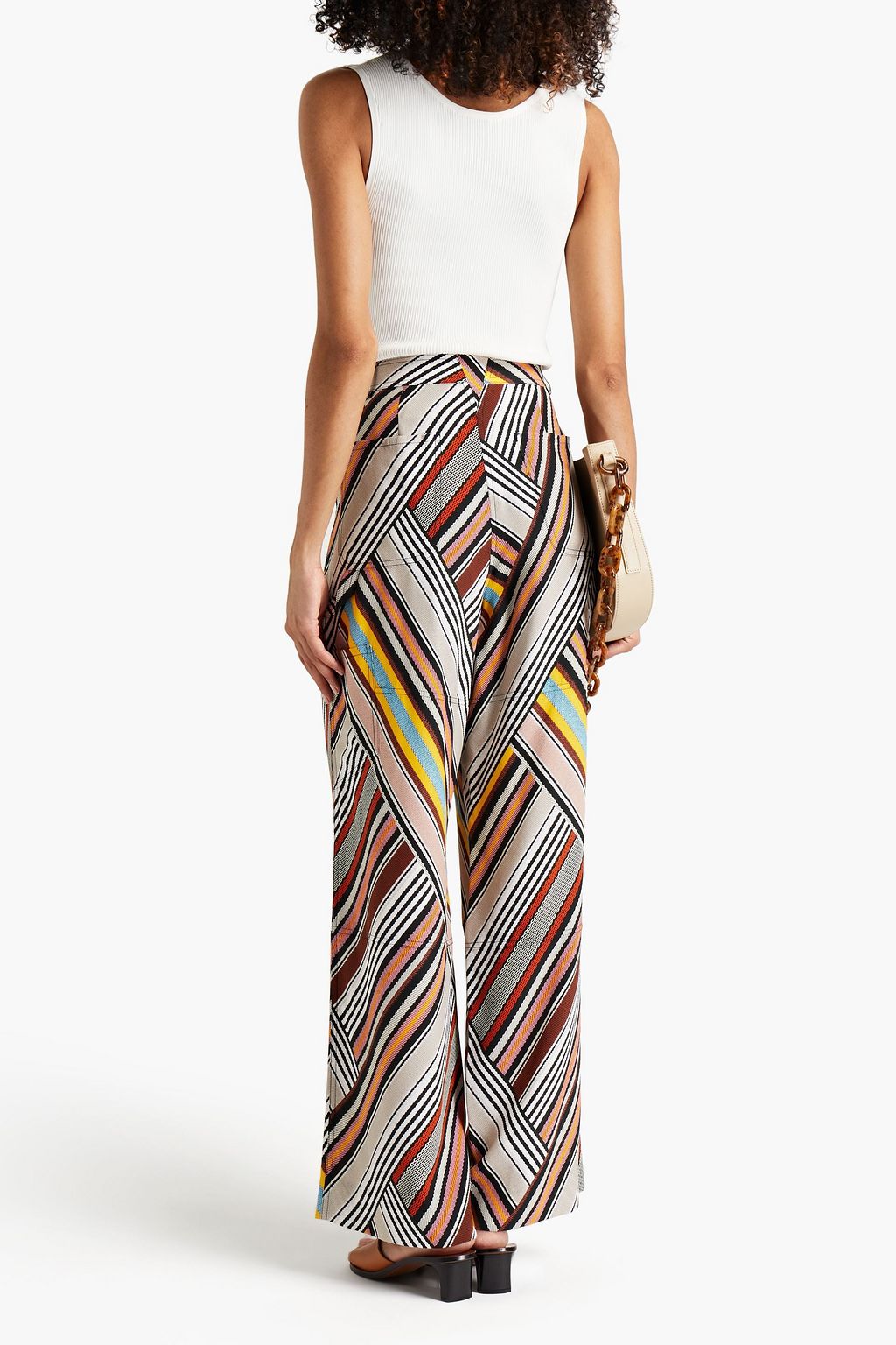 TORY BURCH Printed silk crepe de chine wide-leg pants