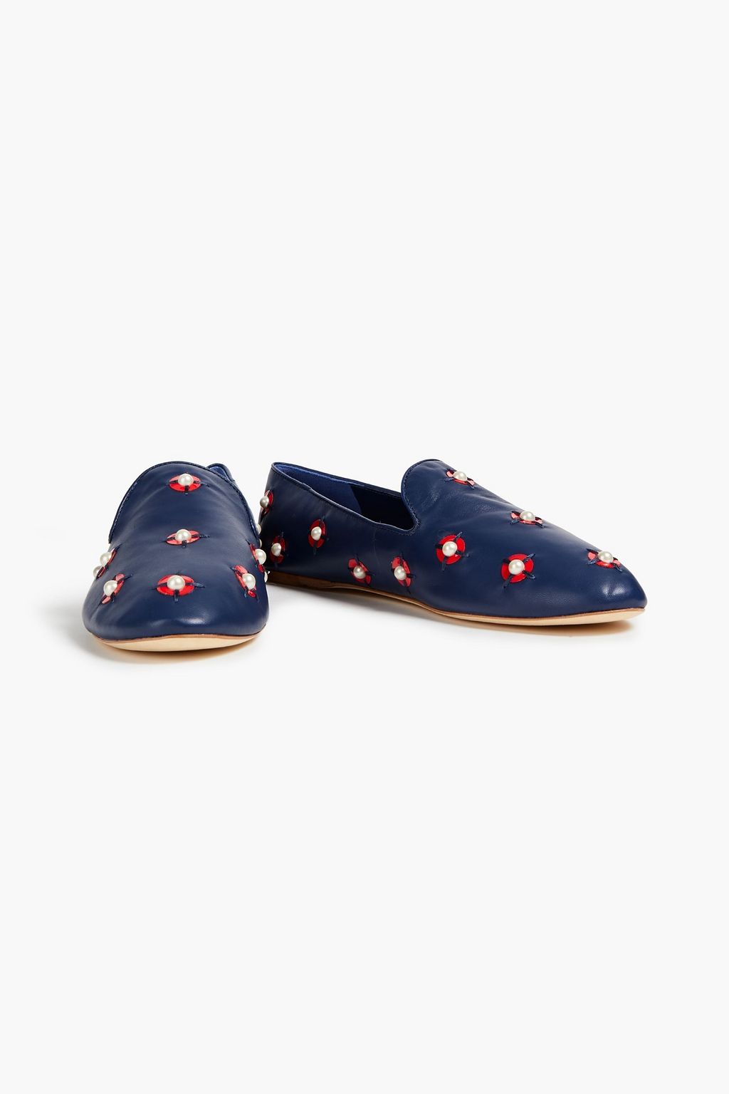 TORY BURCH Embellished leather loafers