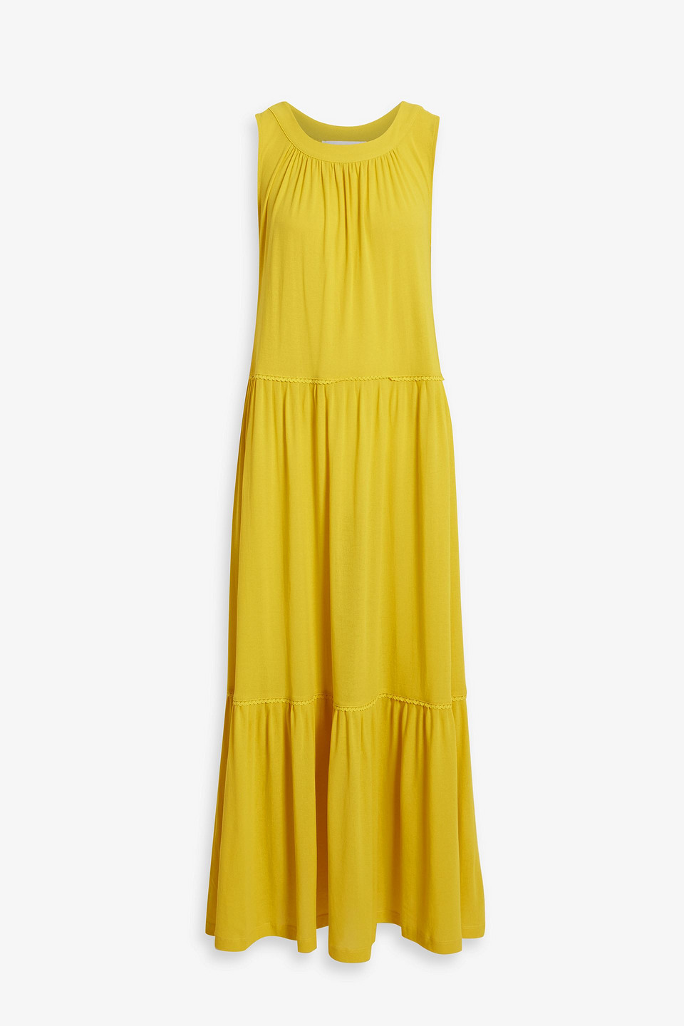 SEE BY CHLOÉ RICKRACK-TRIMMED TIERED COTTON-JERSEY MAXI DRESS,3074457345635933631