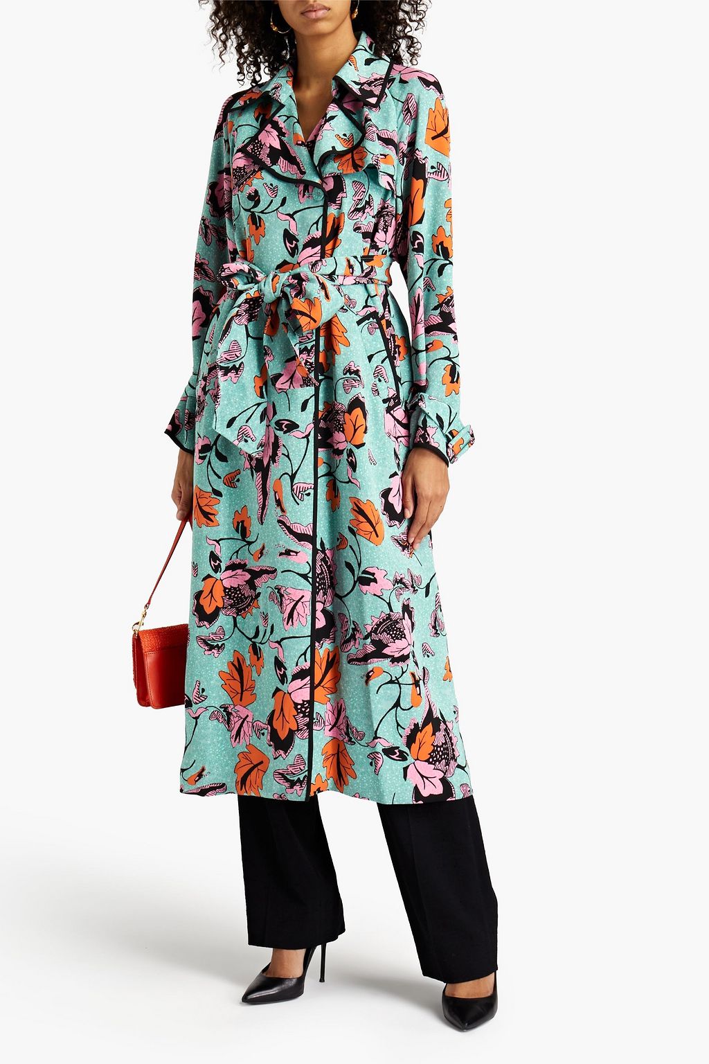 DIANE VON FURSTENBERG Eda belted floral-print twill trench coat