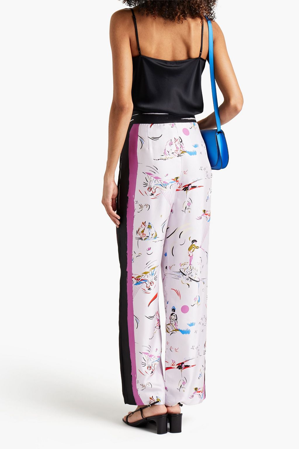 TORY BURCH Printed silk-twill wide-leg pants