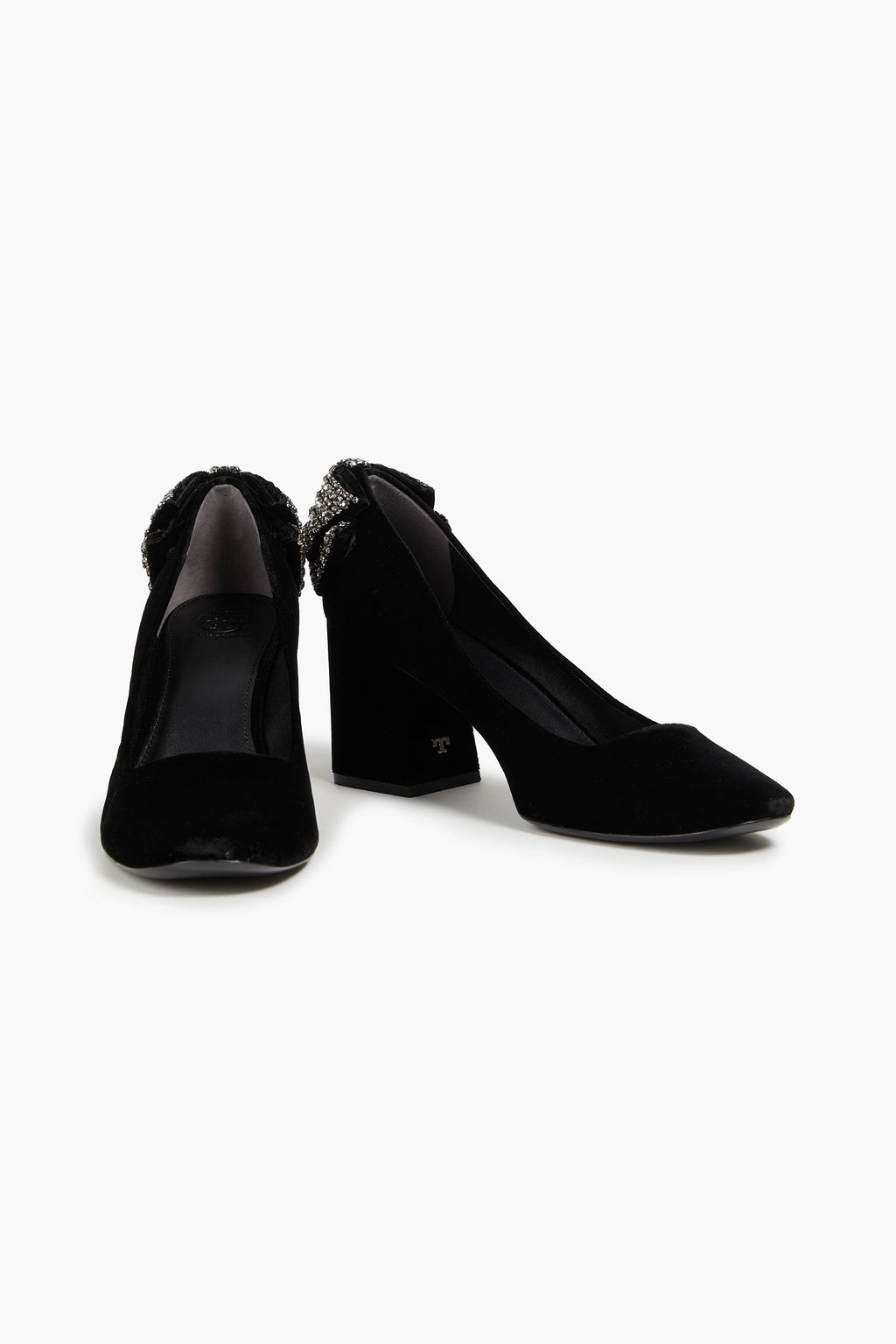 TORY BURCH Embellished velvet pumps