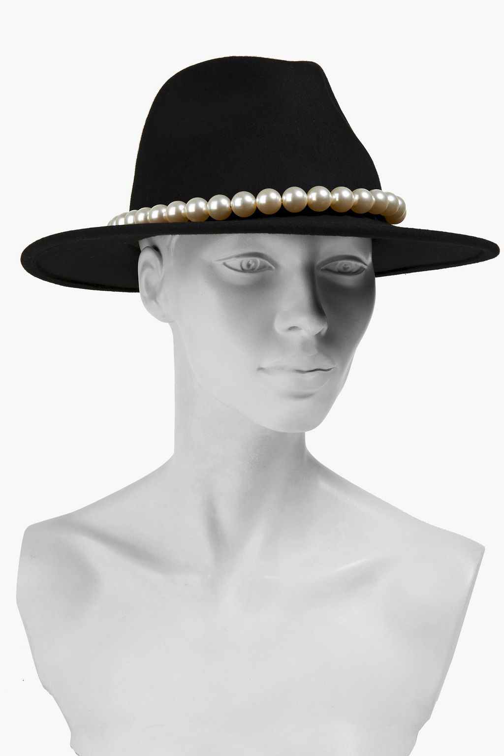 EUGENIA KIM Sandra faux pearl-embellished wool-felt fedora