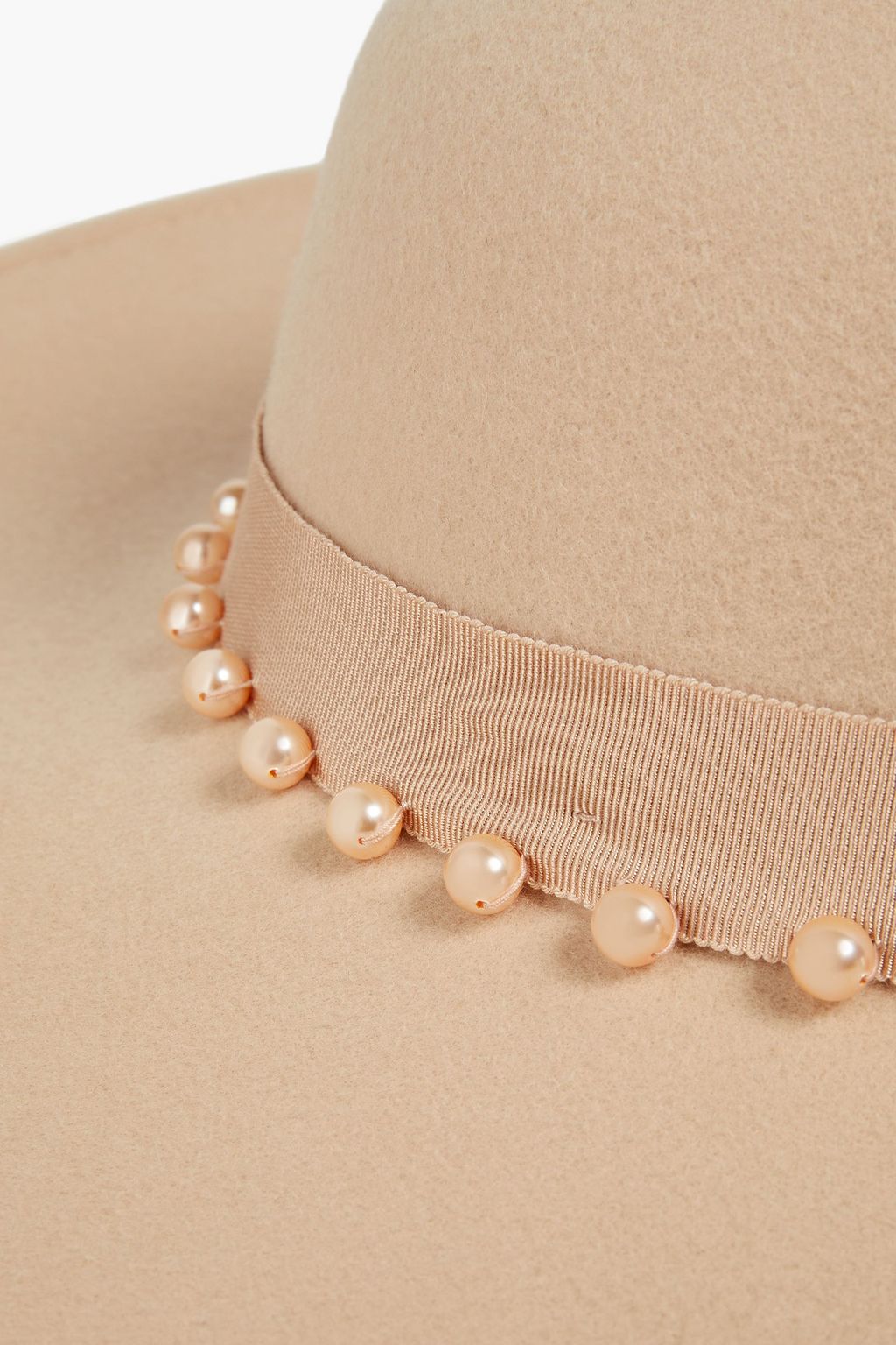 EUGENIA KIM Honey faux pearl-embellished wool-felt hat