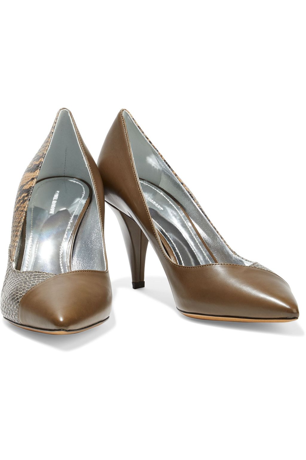 ISABEL MARANT Payley snake-effect and smooth leather pumps