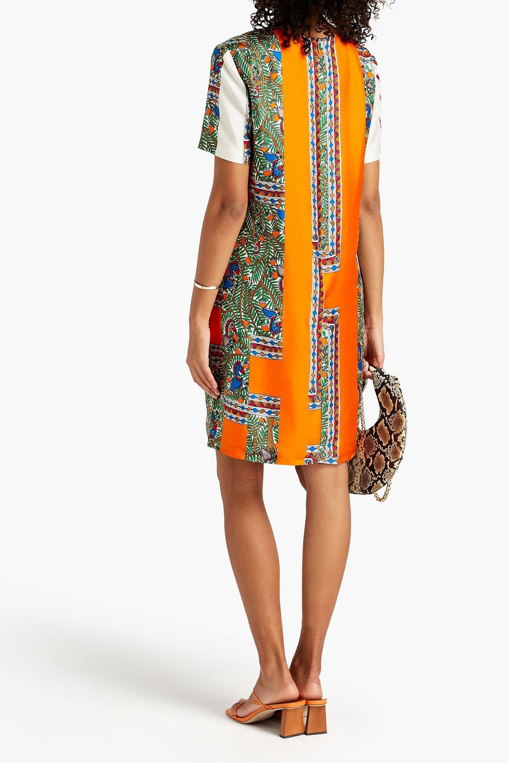TORY BURCH Printed silk-satin mini dress