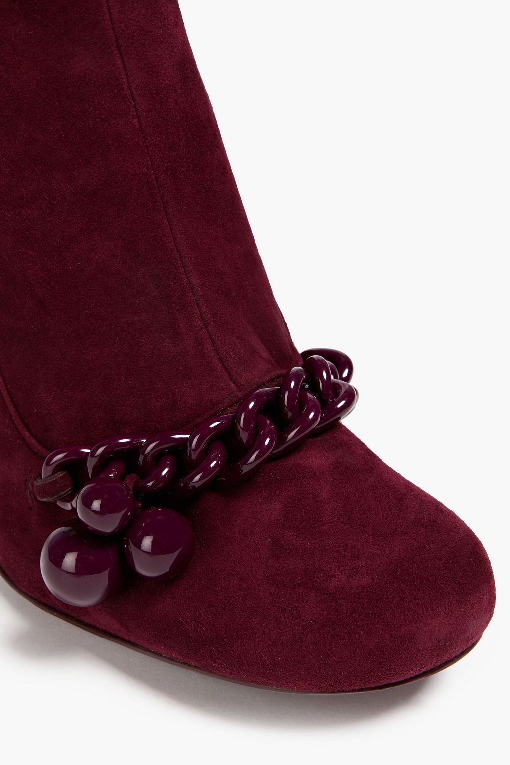 TORY BURCH Chain-embellished suede knee boots