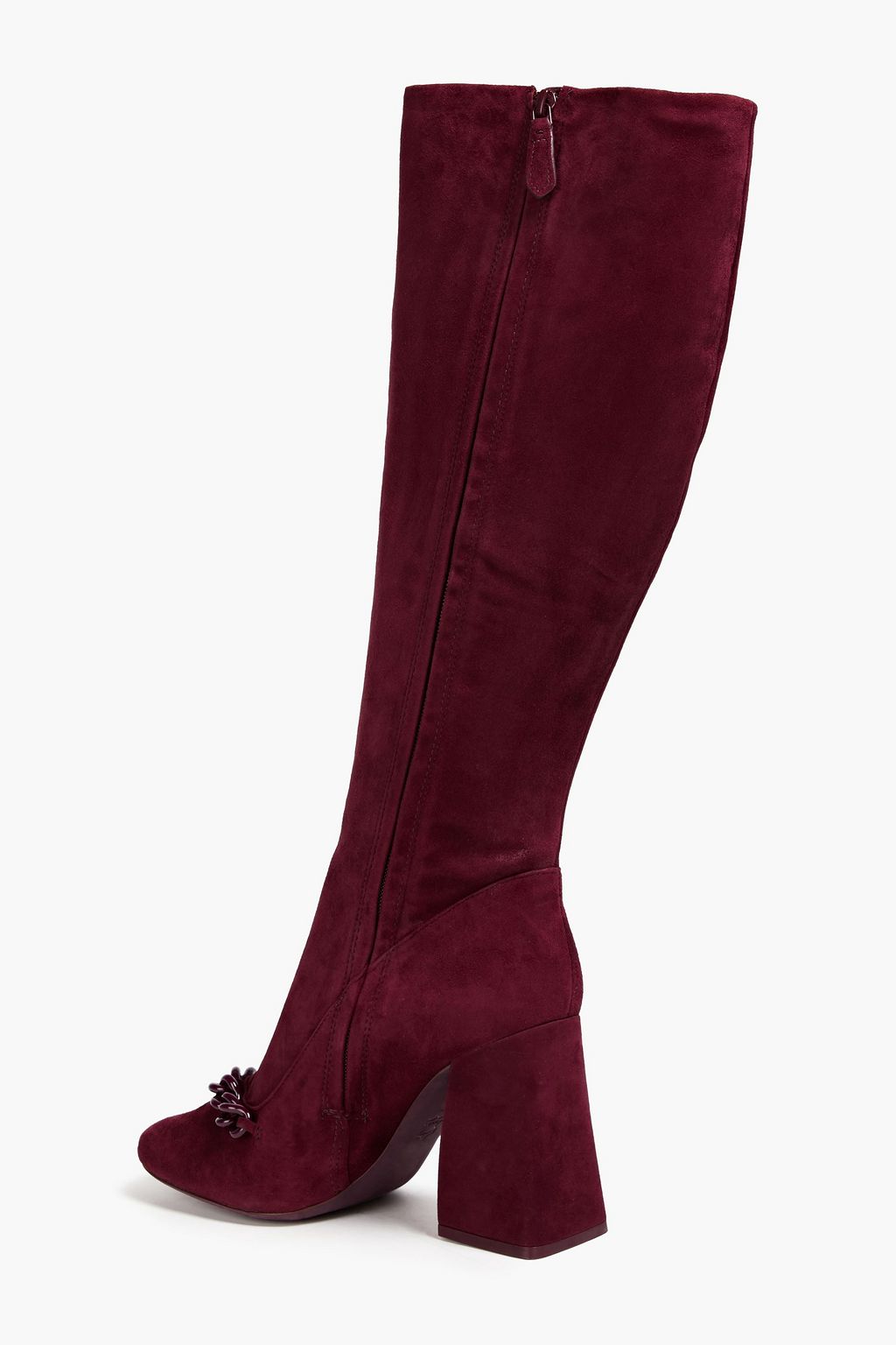 TORY BURCH Chain-embellished suede knee boots