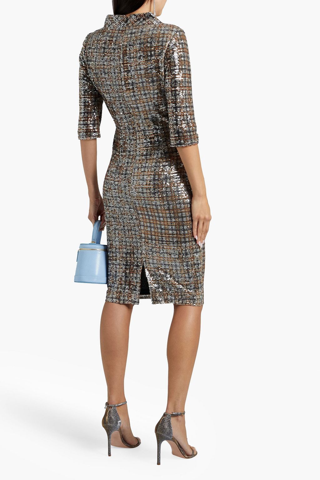 BADGLEY MISCHKA Checked sequined tulle dress