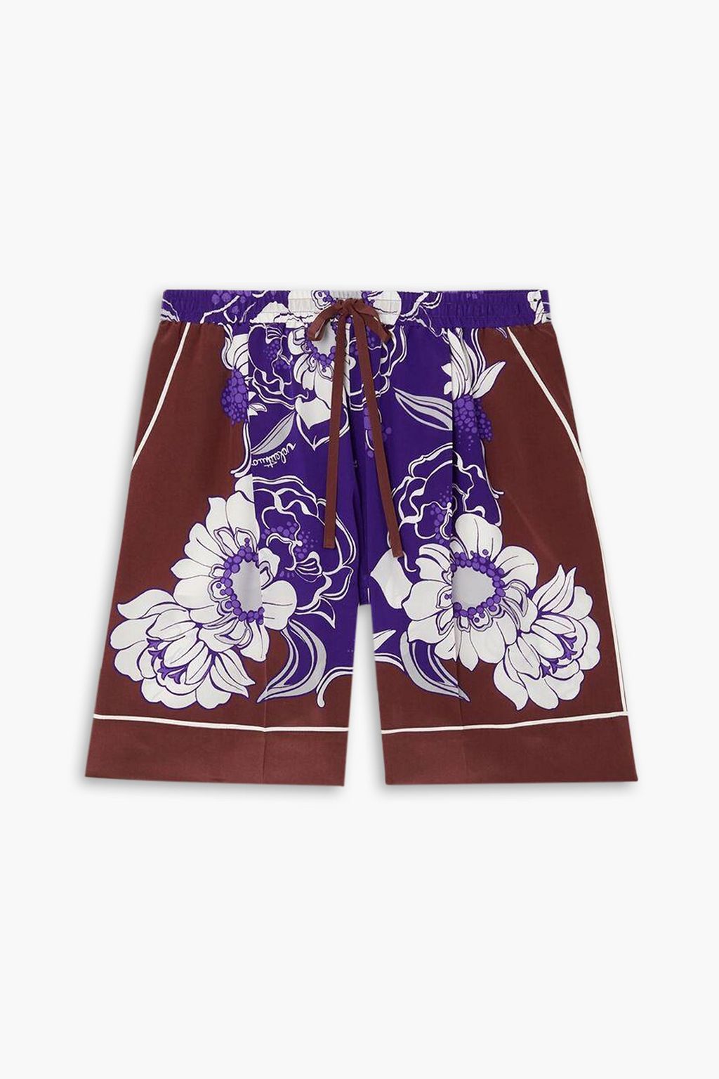 Floral-print silk crepe de chine shorts