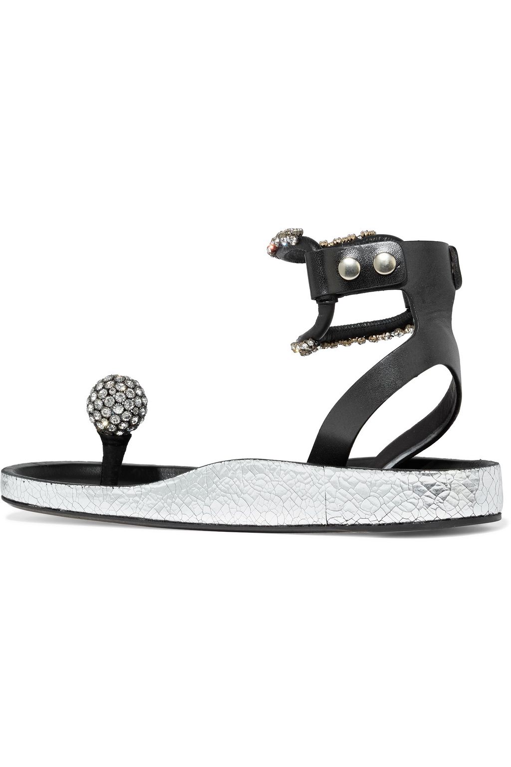 ISABEL MARANT Ecly crystal-embellished leather sandals