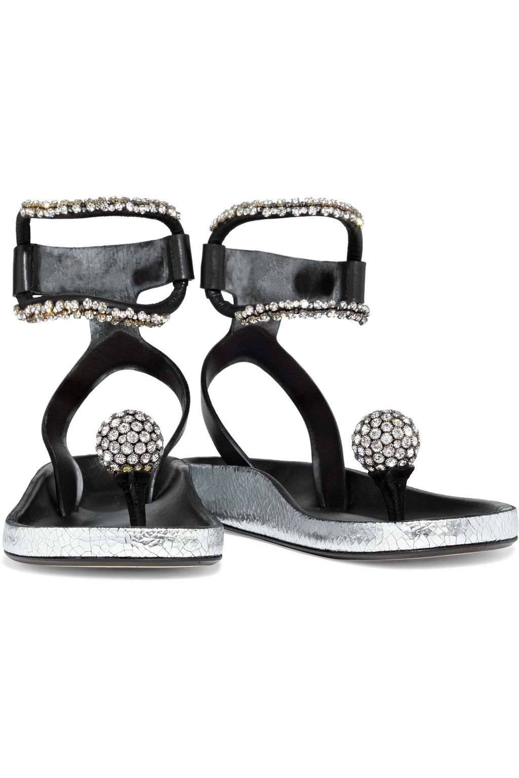 ISABEL MARANT Ecly crystal-embellished leather sandals