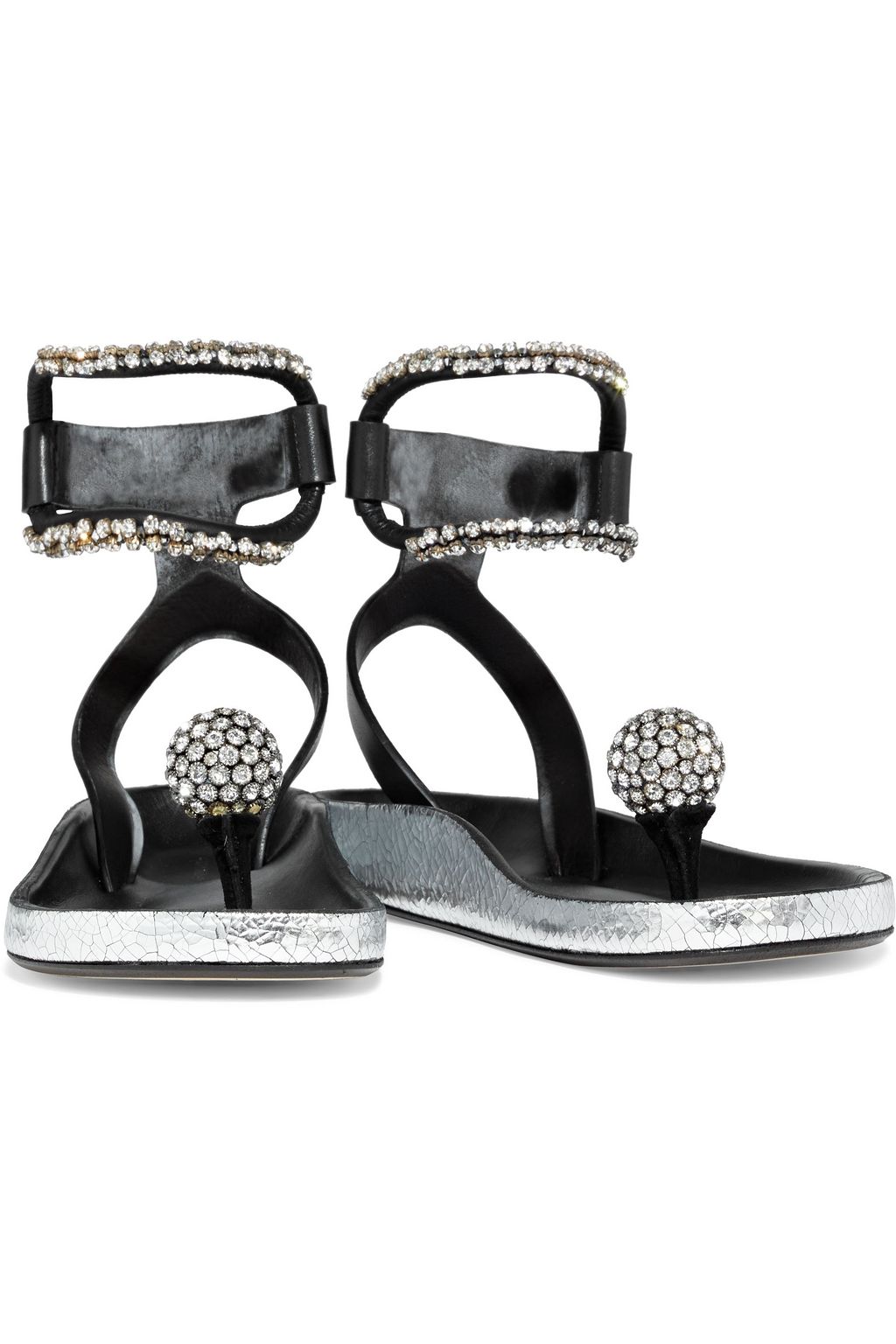 ISABEL MARANT Ecly crystal-embellished leather sandals | Sale up to 70% ...