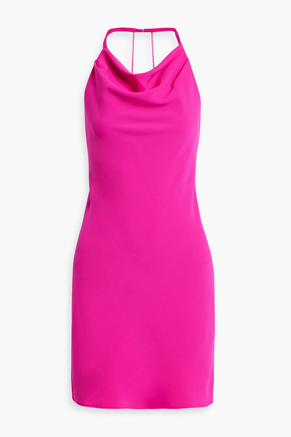 Shop Et Ochs Ella Crystal-embellished Crepe Halterneck Mini Dress In Fuchsia