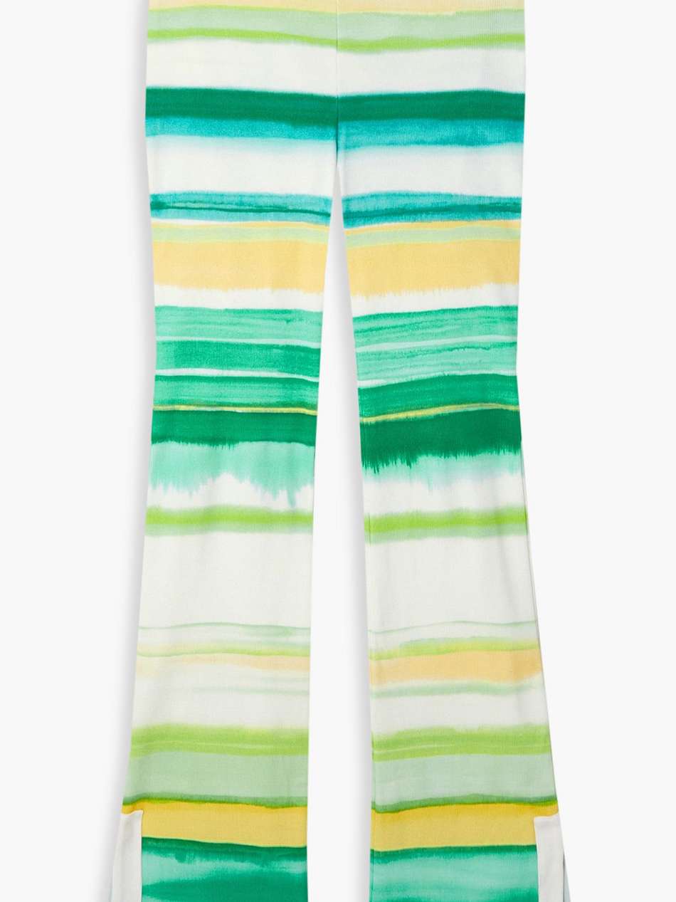 striped ribbed cotton flared pants