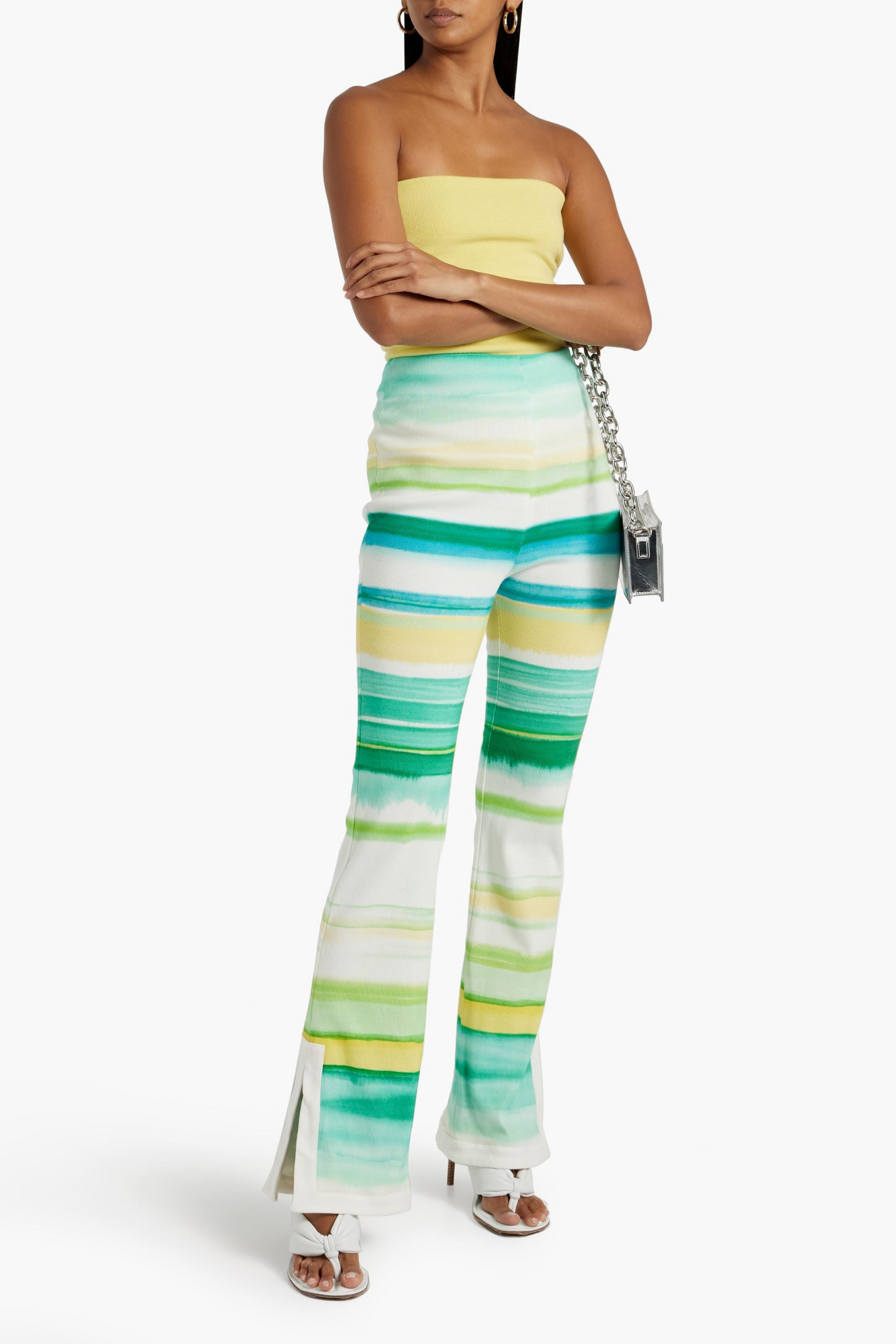 Rowen Rose Striped ribbed cotton flared pants