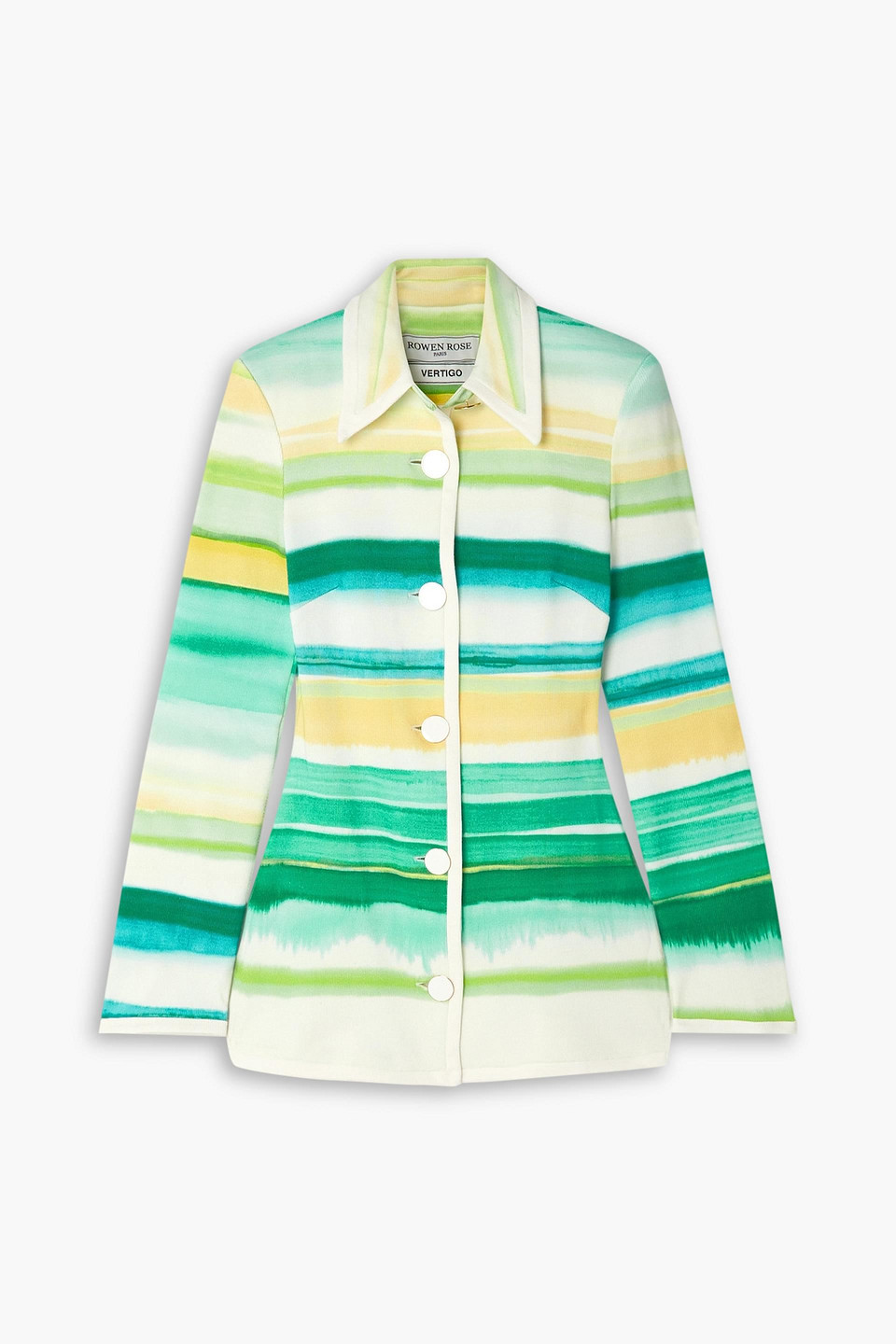 Rowen Rose Striped Ribbed Cotton Shirt In Green
