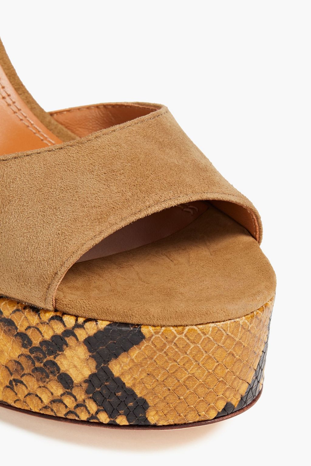 TORY BURCH Snake-effect leather and suede platform sandals