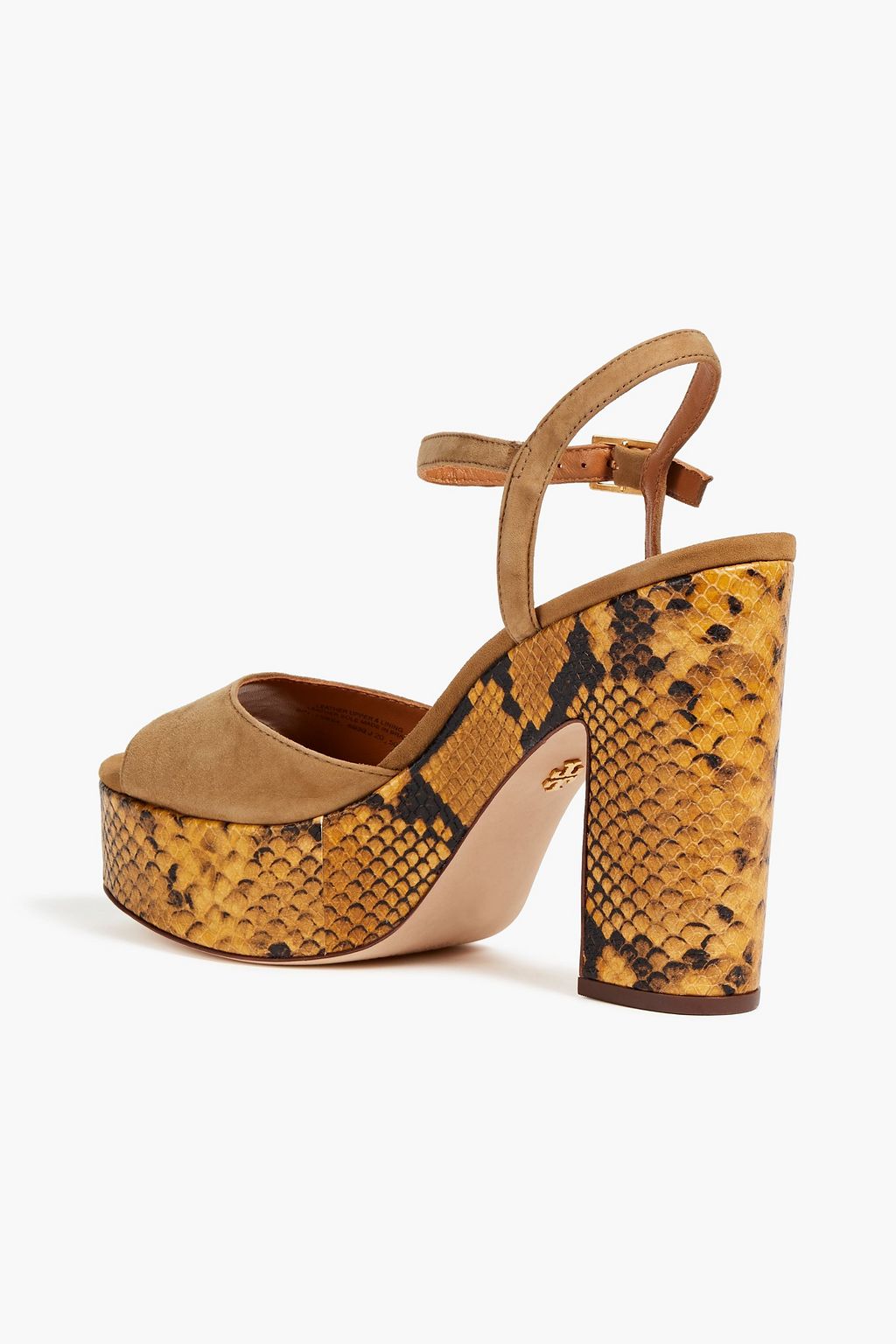 TORY BURCH Snake-effect leather and suede platform sandals