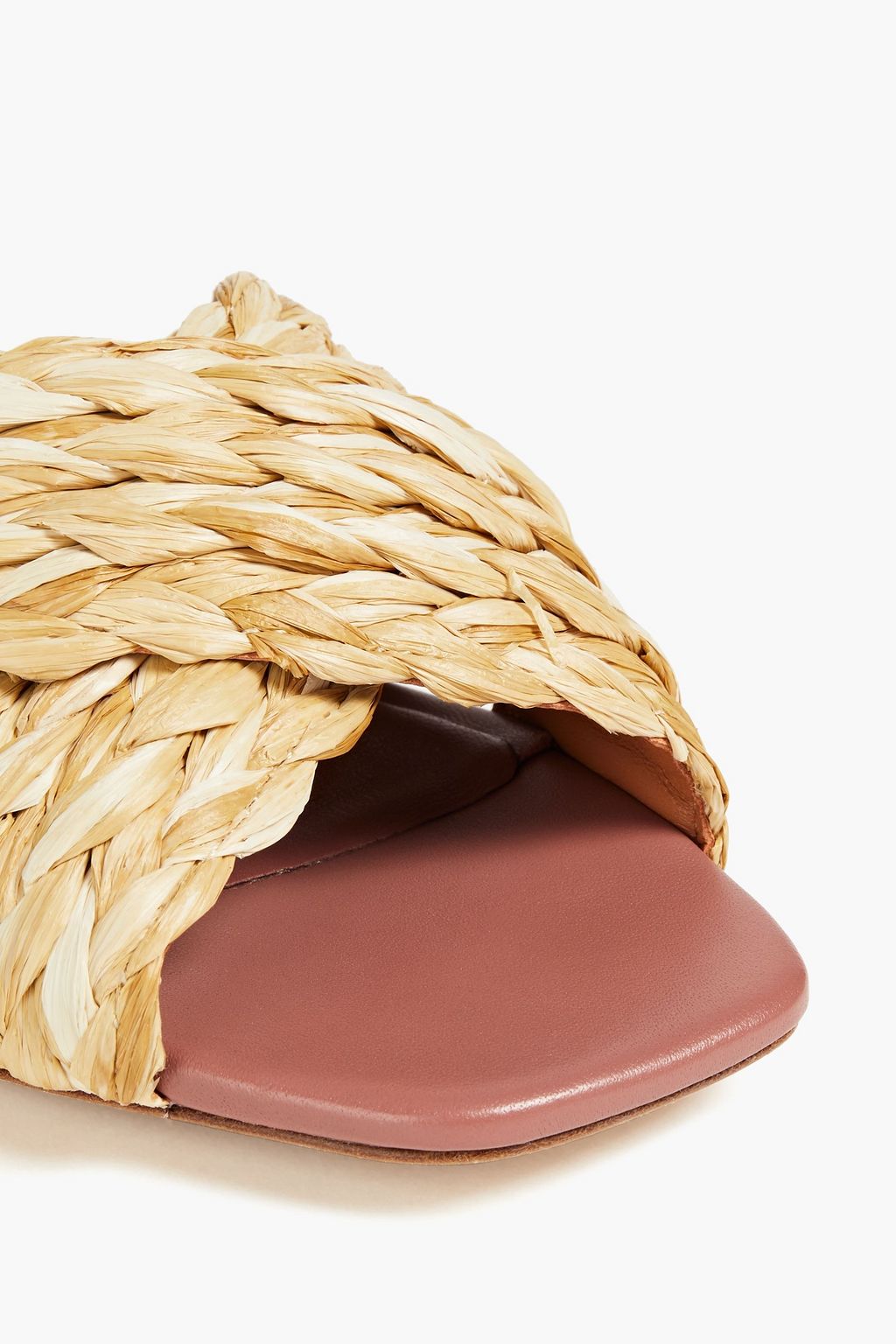 TORY BURCH Leather-trimmed raffia sandals