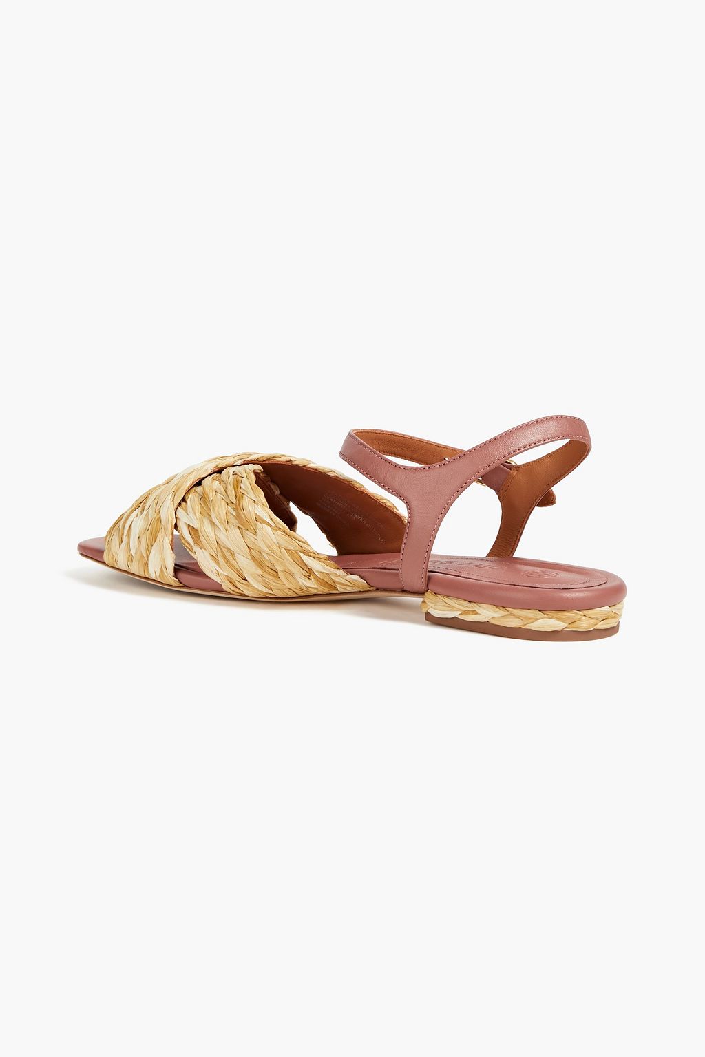 TORY BURCH Leather-trimmed raffia sandals