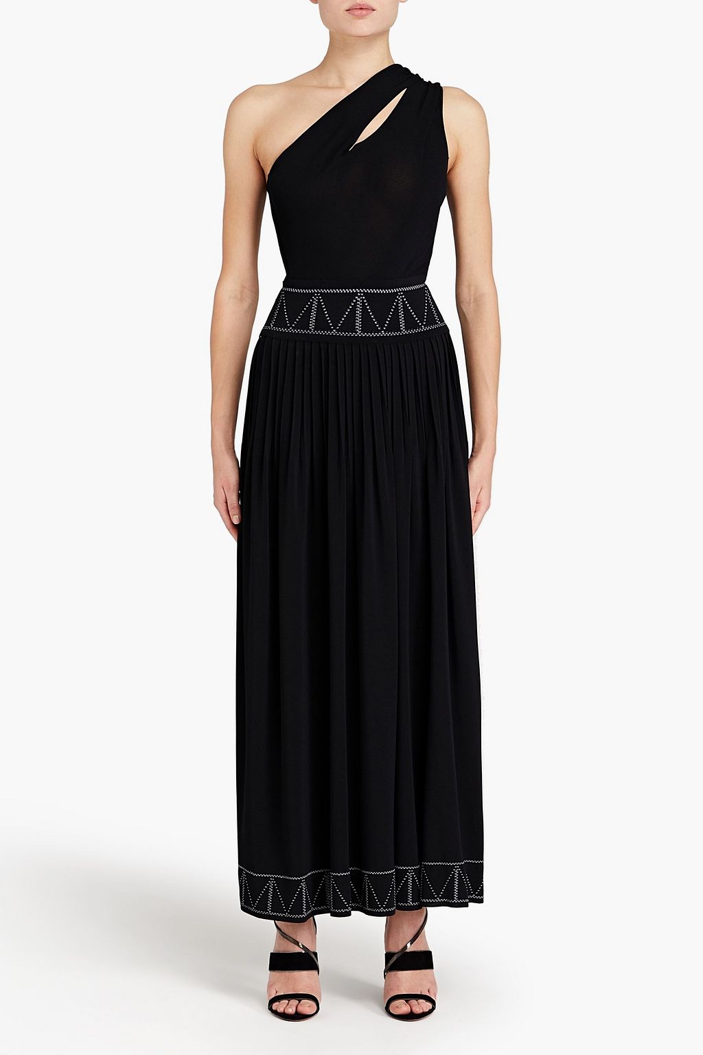 ALAÏA One-shoulder cutout stretch-jersey maxi dress