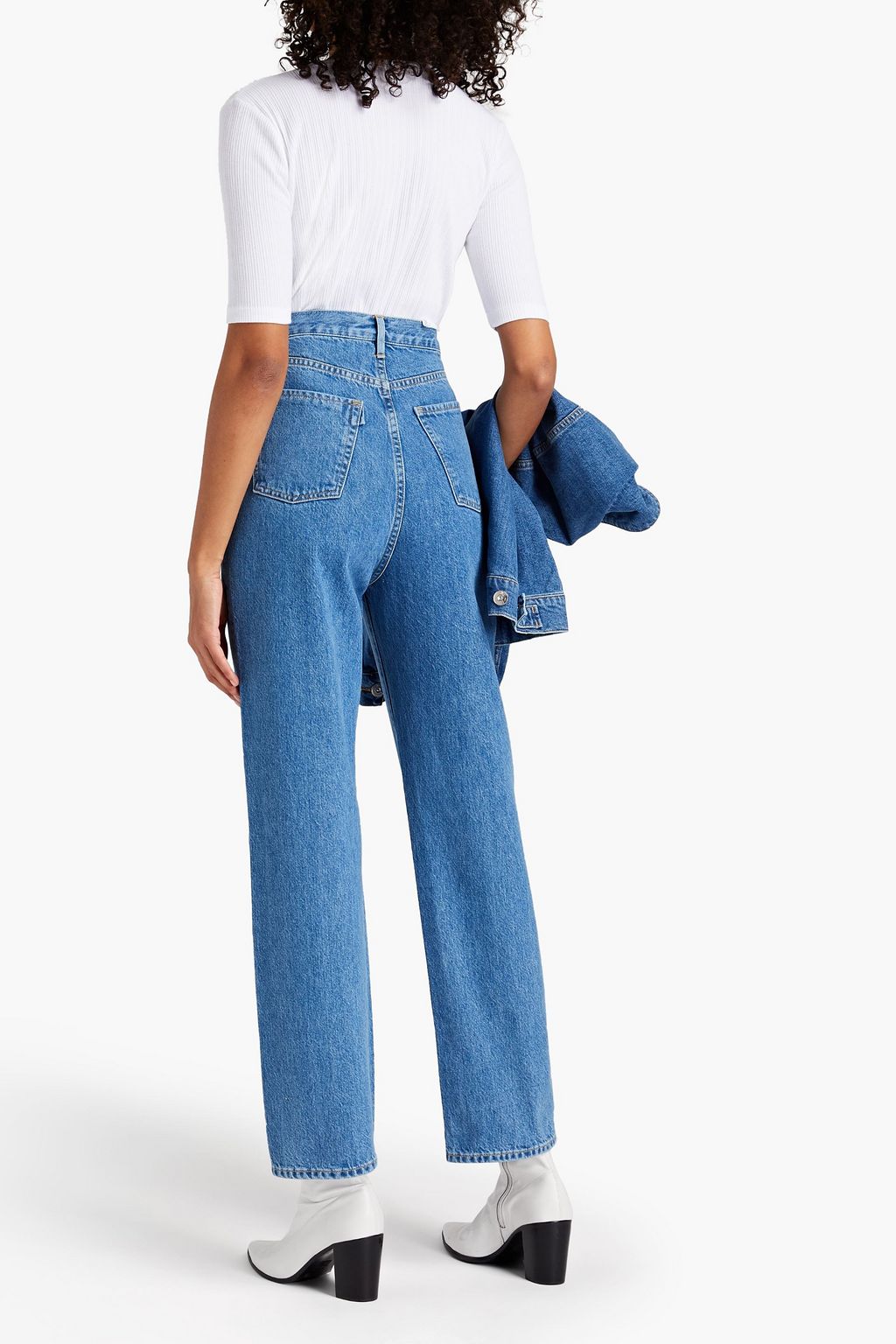 3X1 NYC Pleated high-rise straight-leg jeans