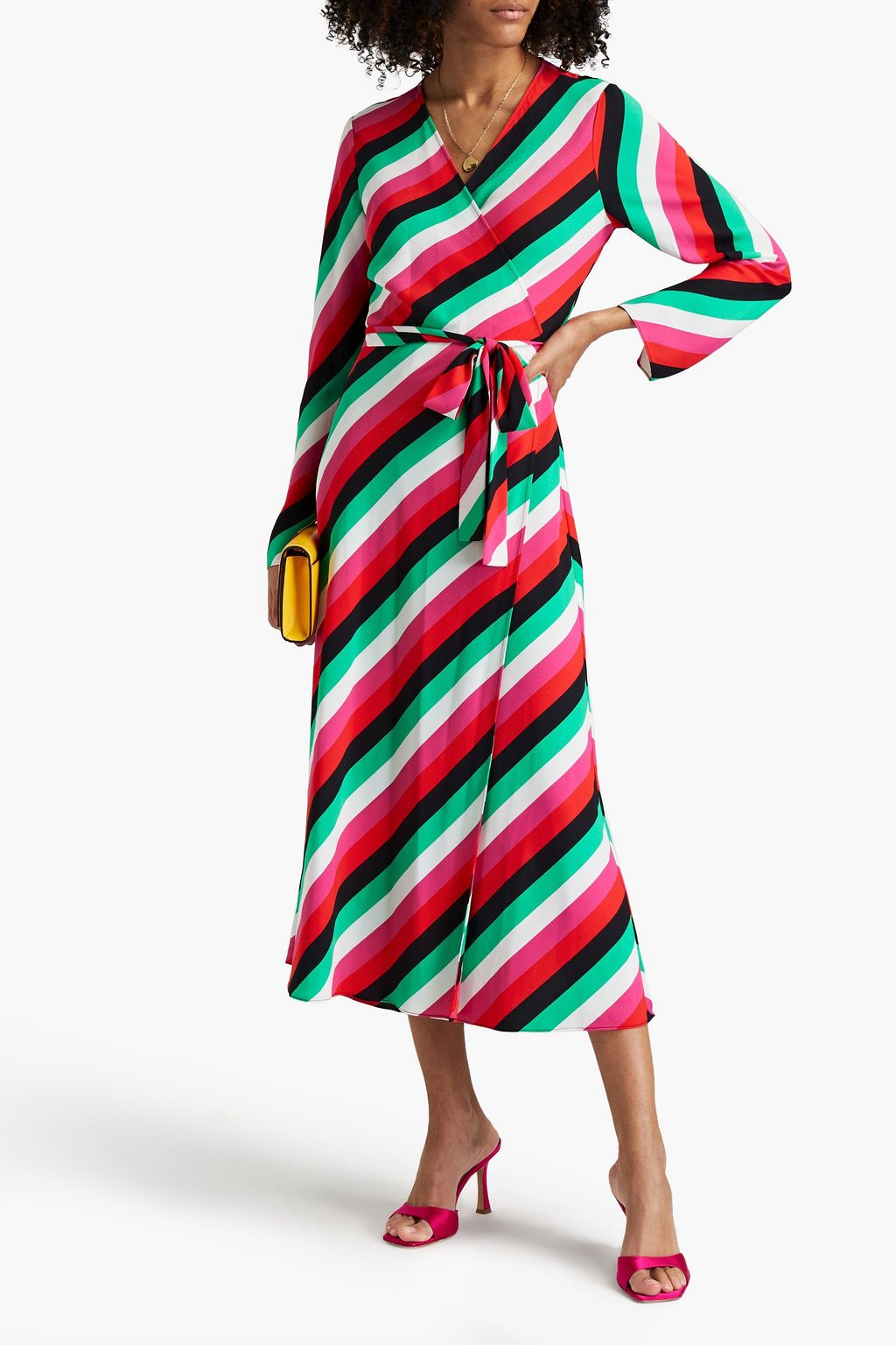 DIANE VON FURSTENBERG Tilly striped crepe midi wrap dress