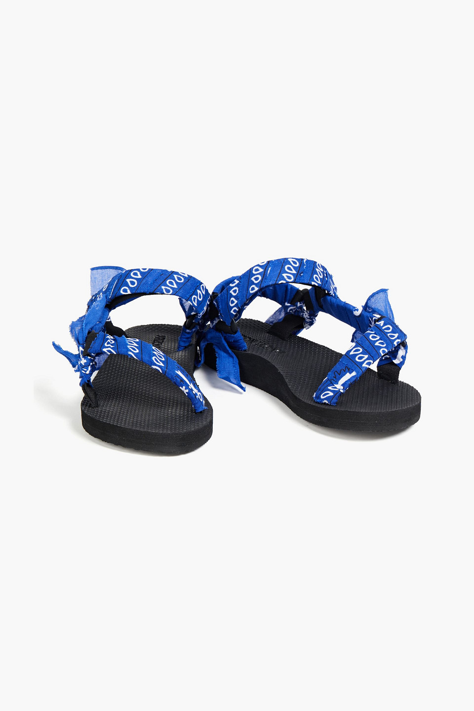 Arizona Love Trekky Printed Gauze-trimmed Canvas Sandals In Cobalt Blue