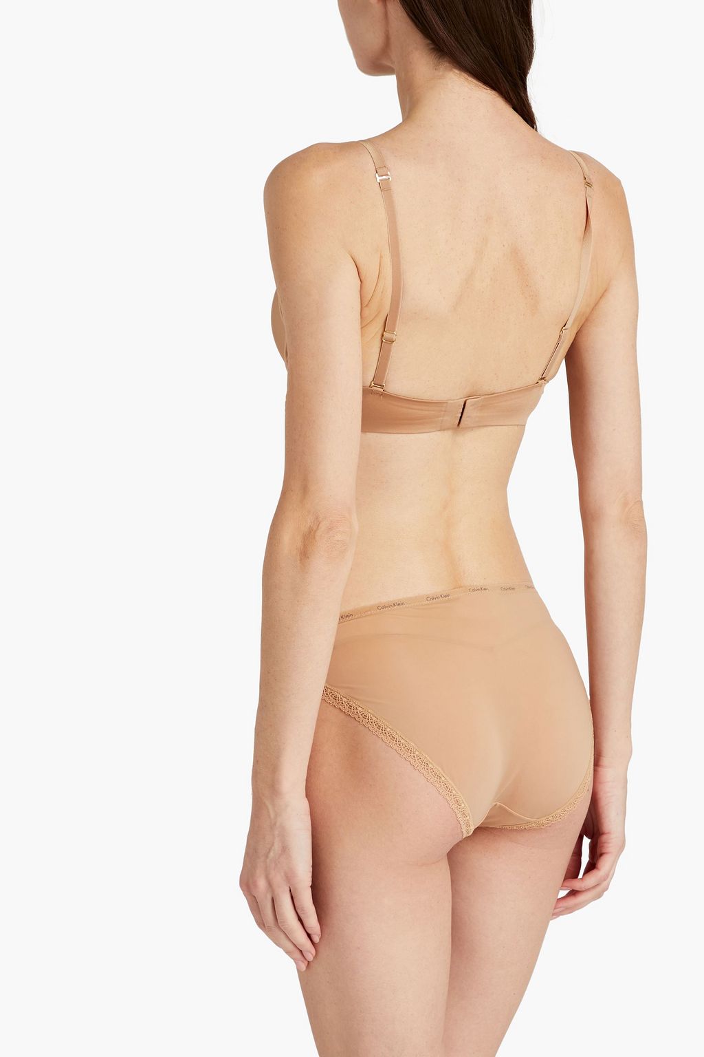 CALVIN KLEIN Lace-trimmed stretch-jersey low-rise briefs