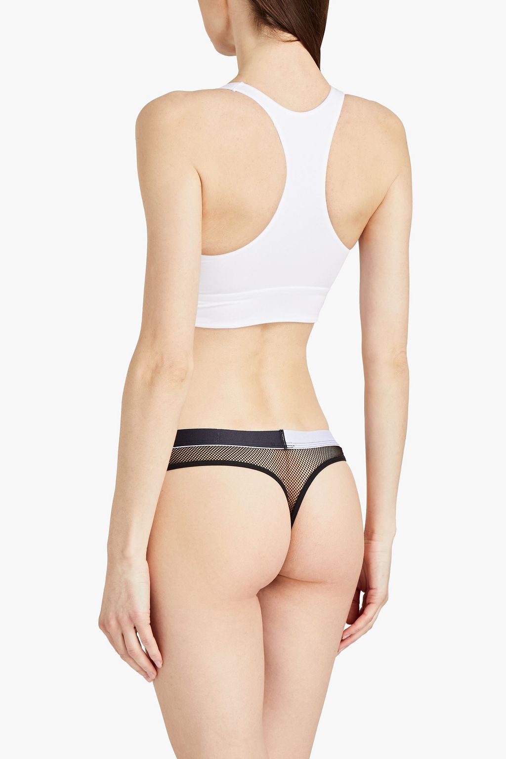 CALVIN KLEIN Jacquard-paneled stretch low-rise thong