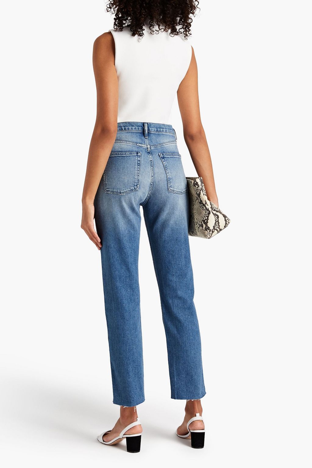 3X1 NYC Claudia faded distressed high-rise slim-leg jeans