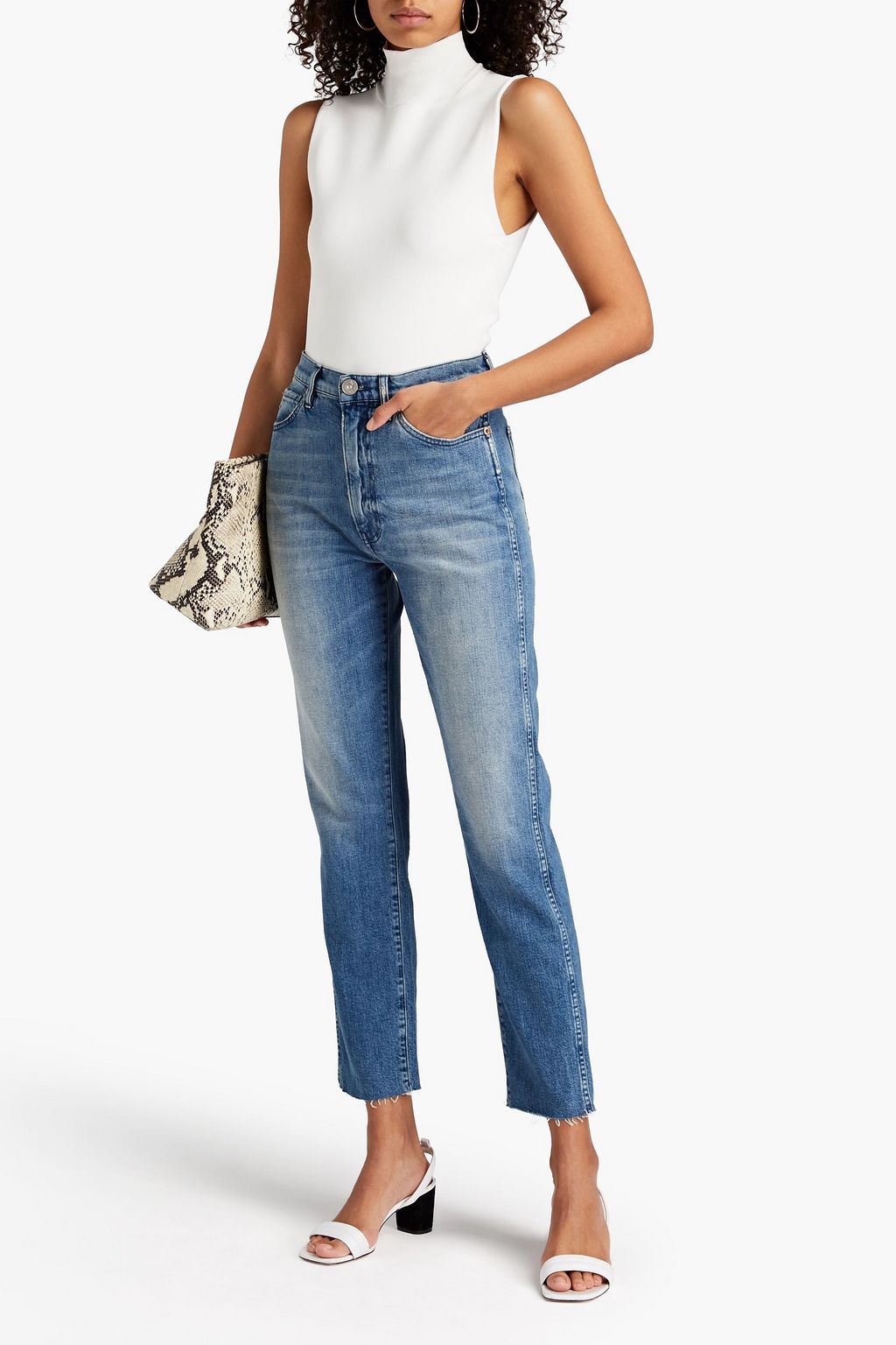 3X1 NYC Claudia faded distressed high-rise slim-leg jeans