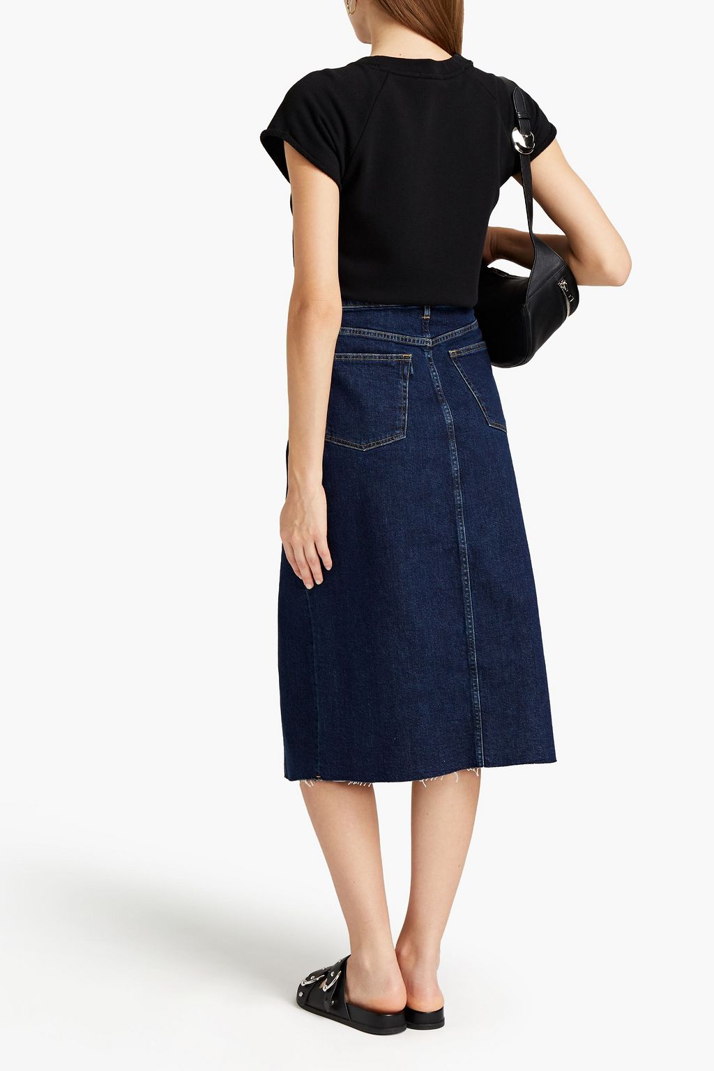 3X1 NYC Faded denim midi skirt