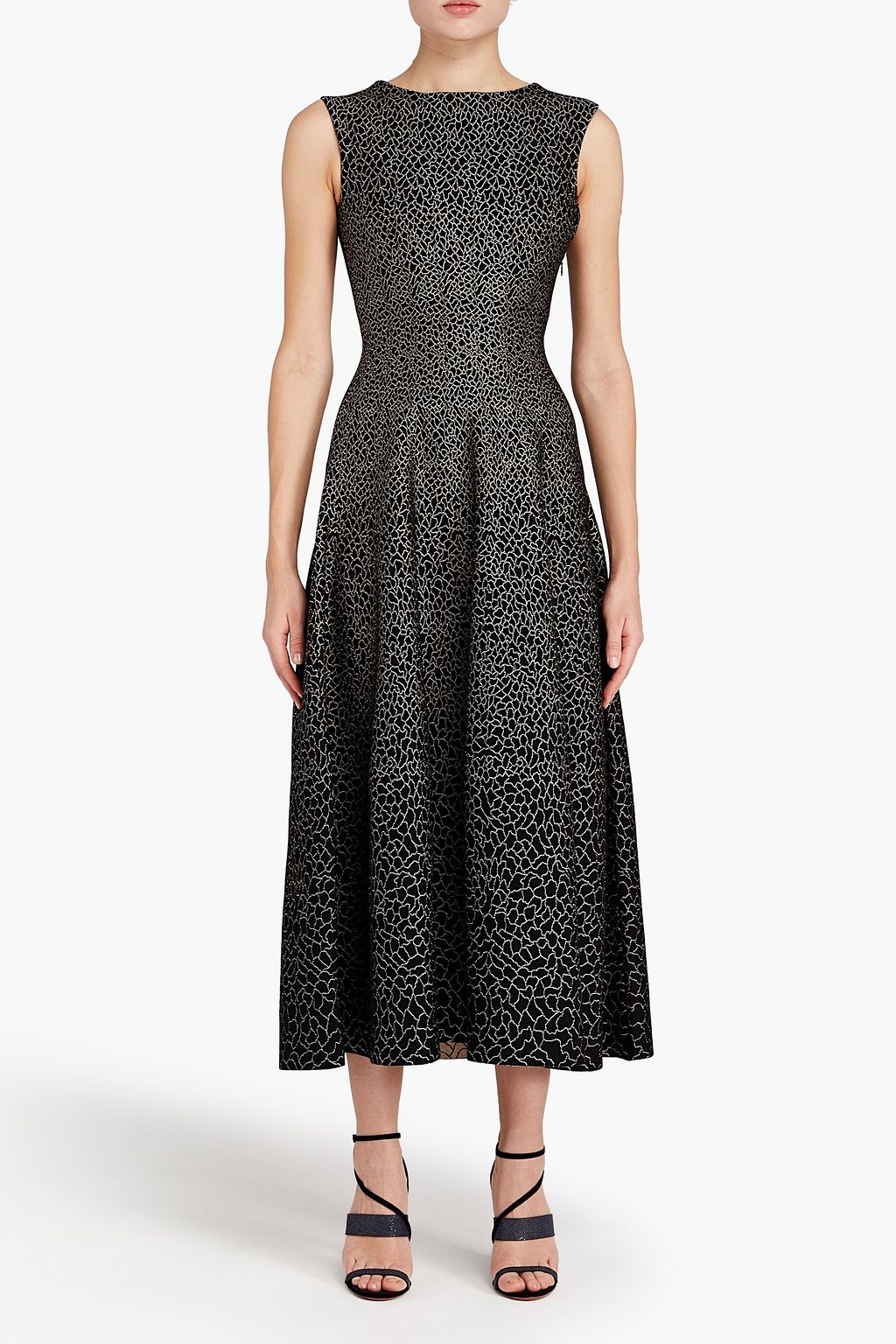 ALAÏA Metallic jacquard-knit midi dress